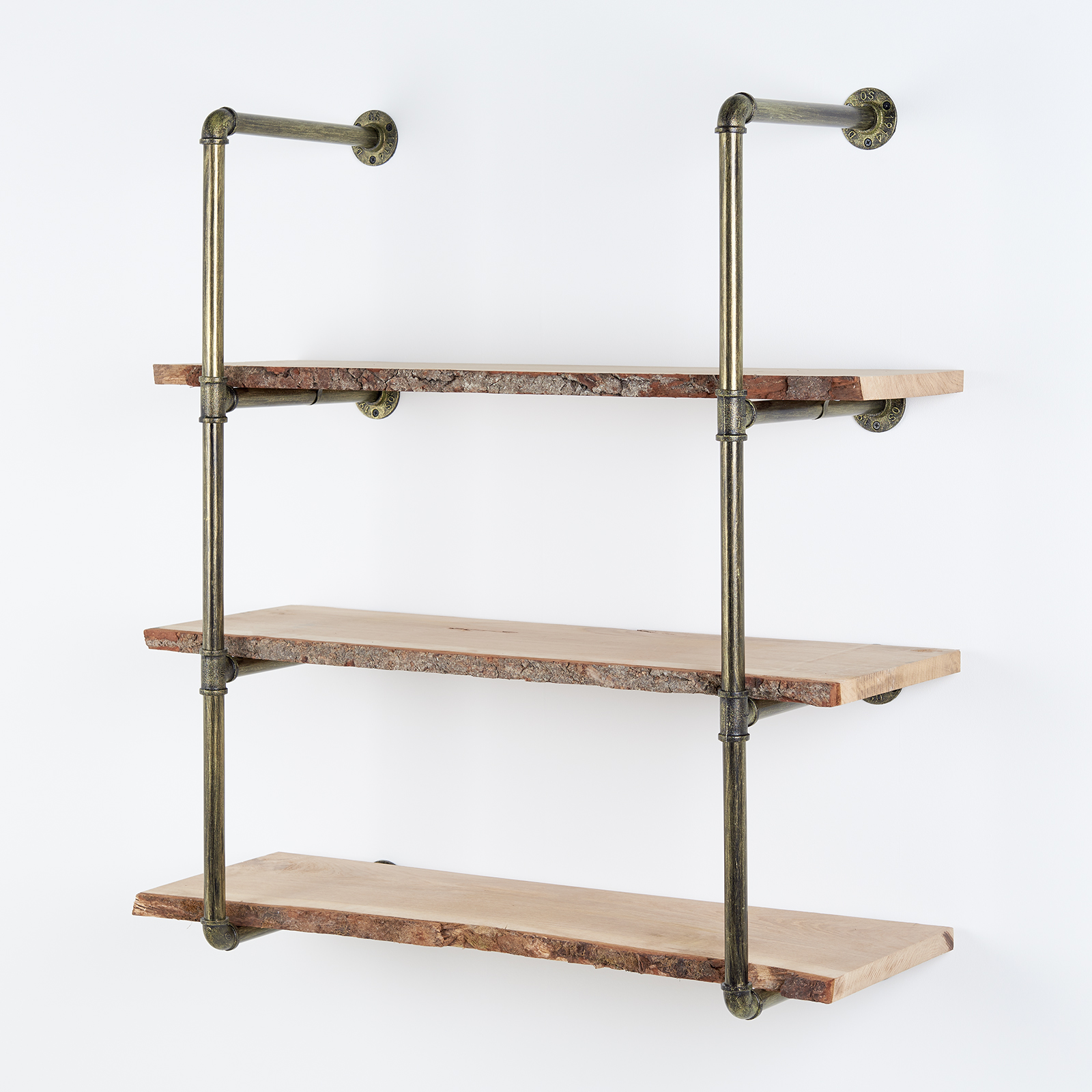 Hartleys 3 Tier Industrial Iron Pipe Shelf Brackets Wall Mount Shelving