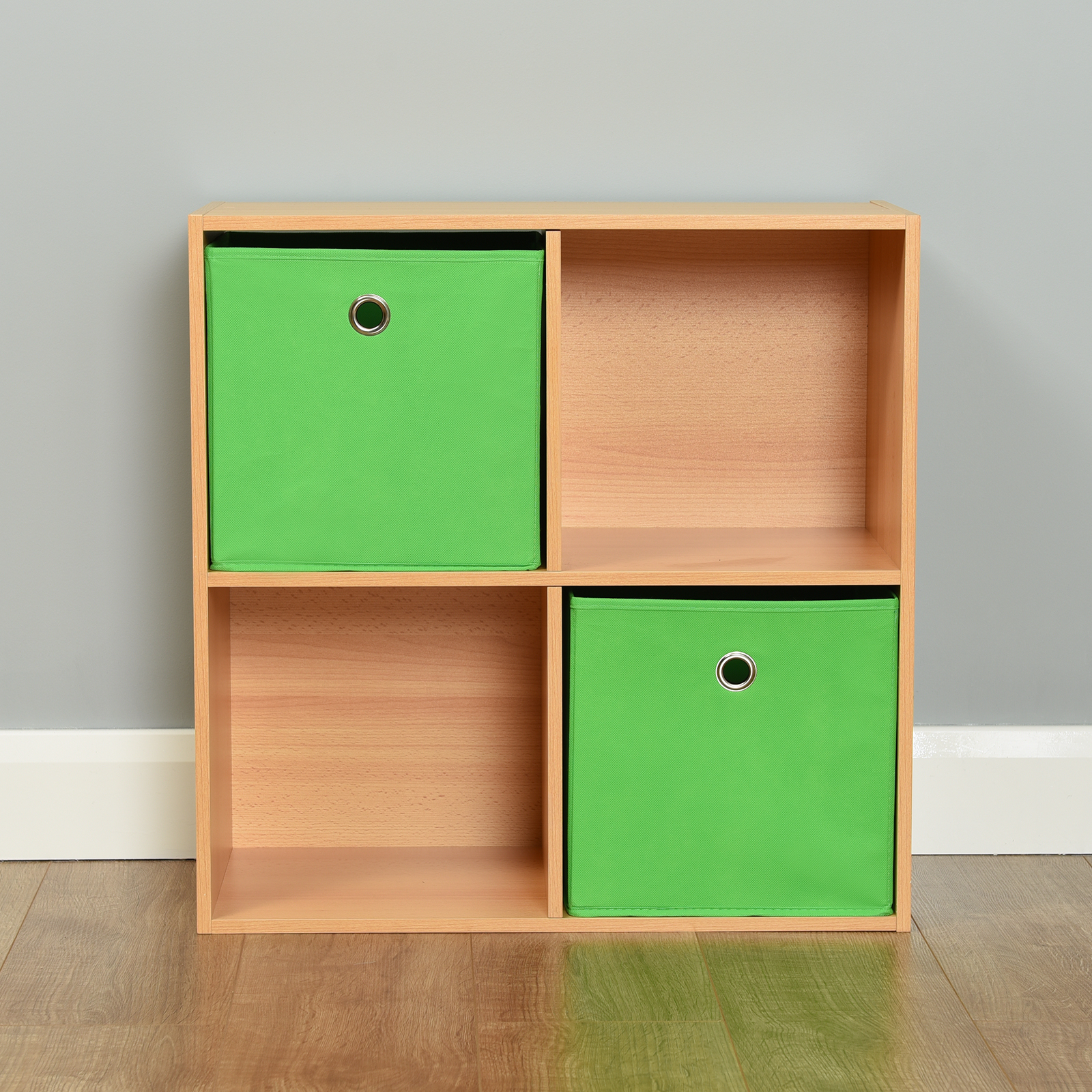 Hartleys Beech 4 Cube Modular Shelving For Book DVD Toys Unit Storage