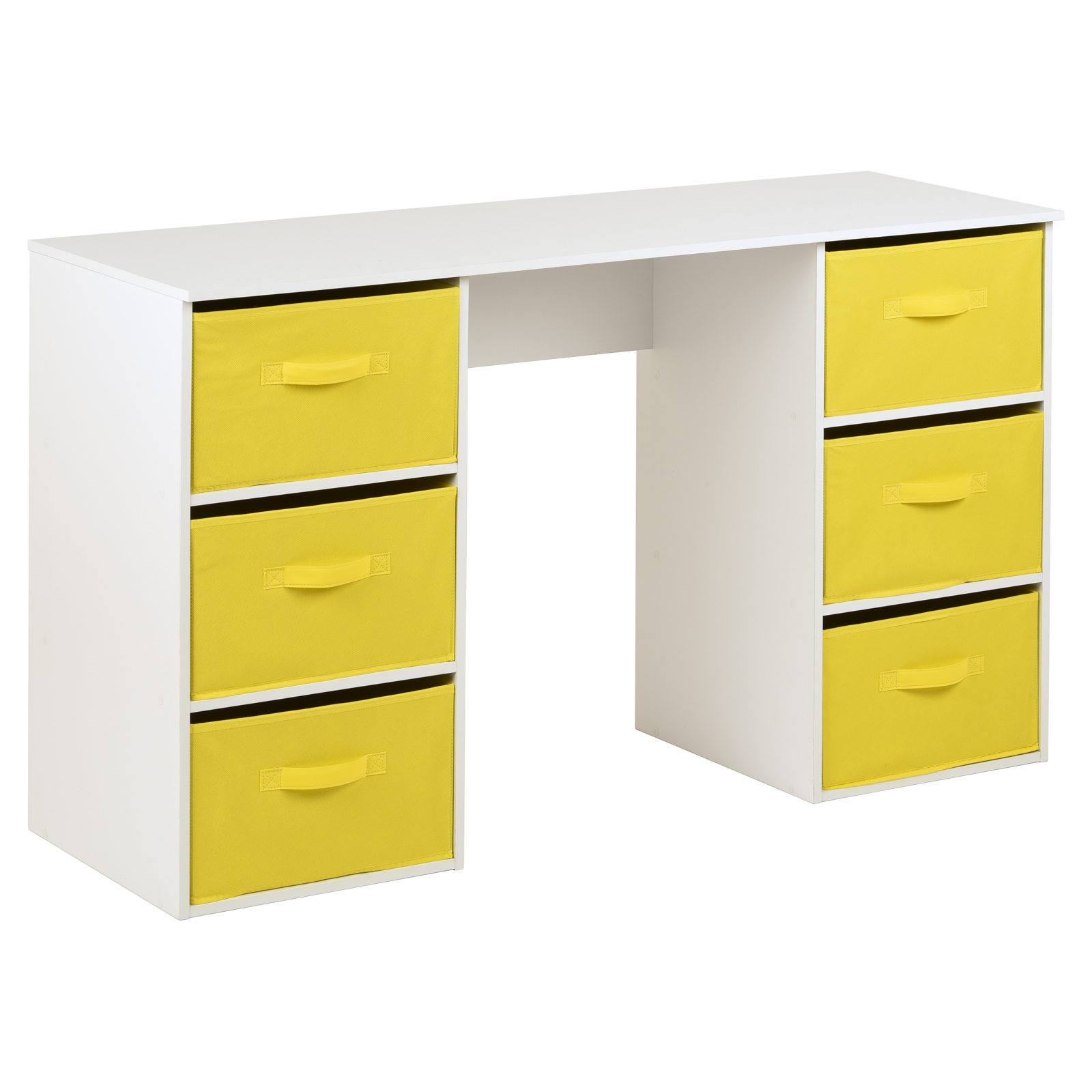 Hartleys White Childrens Desk 6 Drawers Kids Pc Laptop Homework