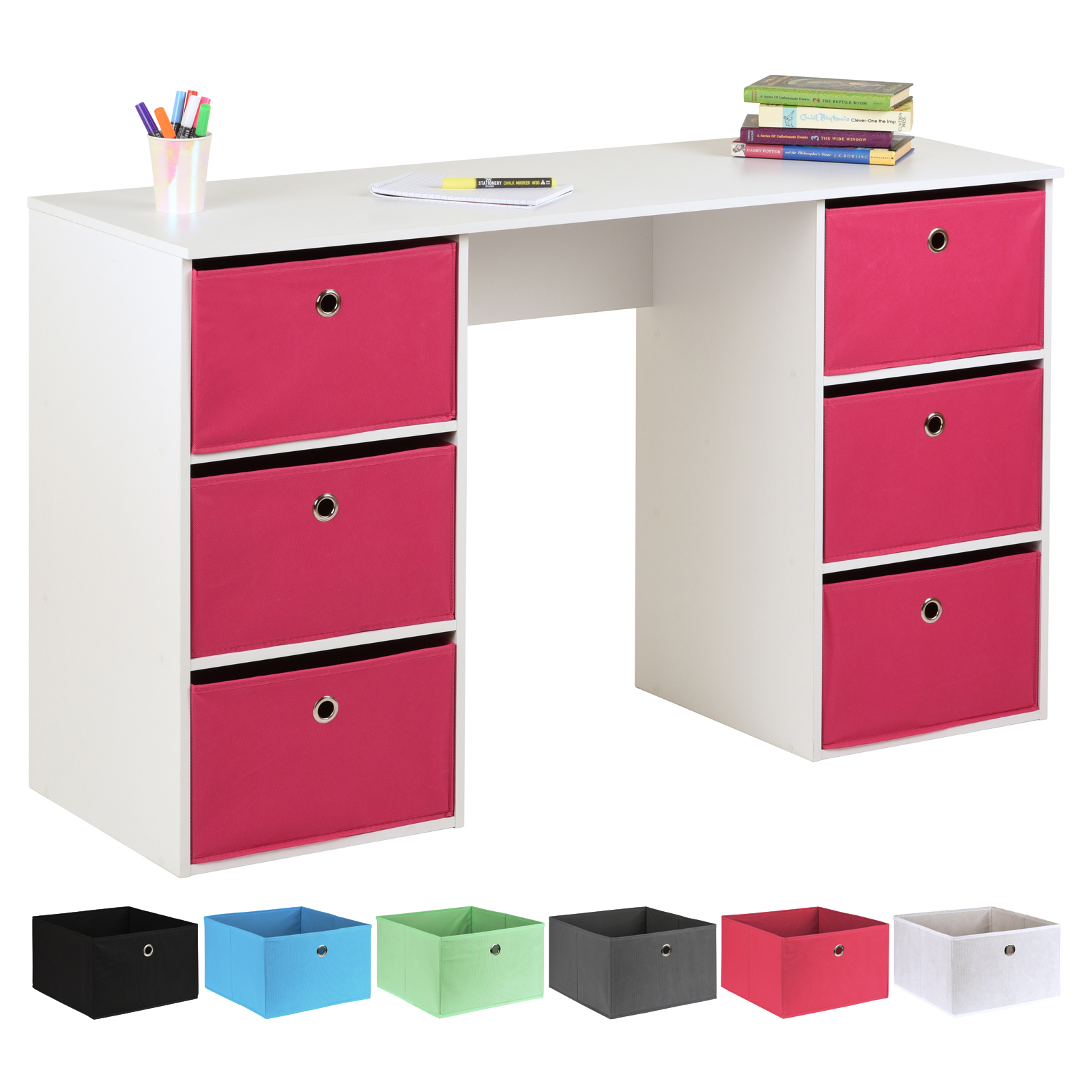 kids white desk with drawers