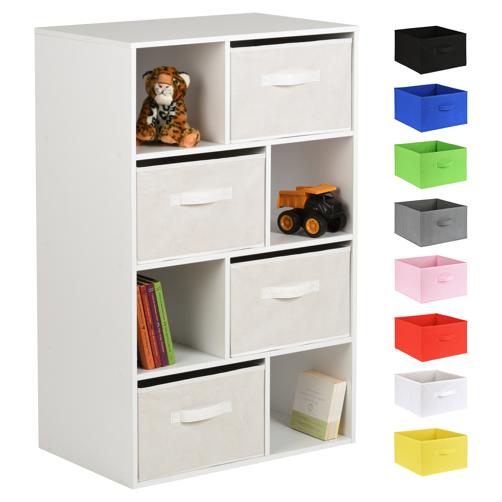 mit 8/ F/ächern und 4/ Schubk/ästen mit Griff Hartleys Kinder-Aufbewahrungsregal in Wei/ß