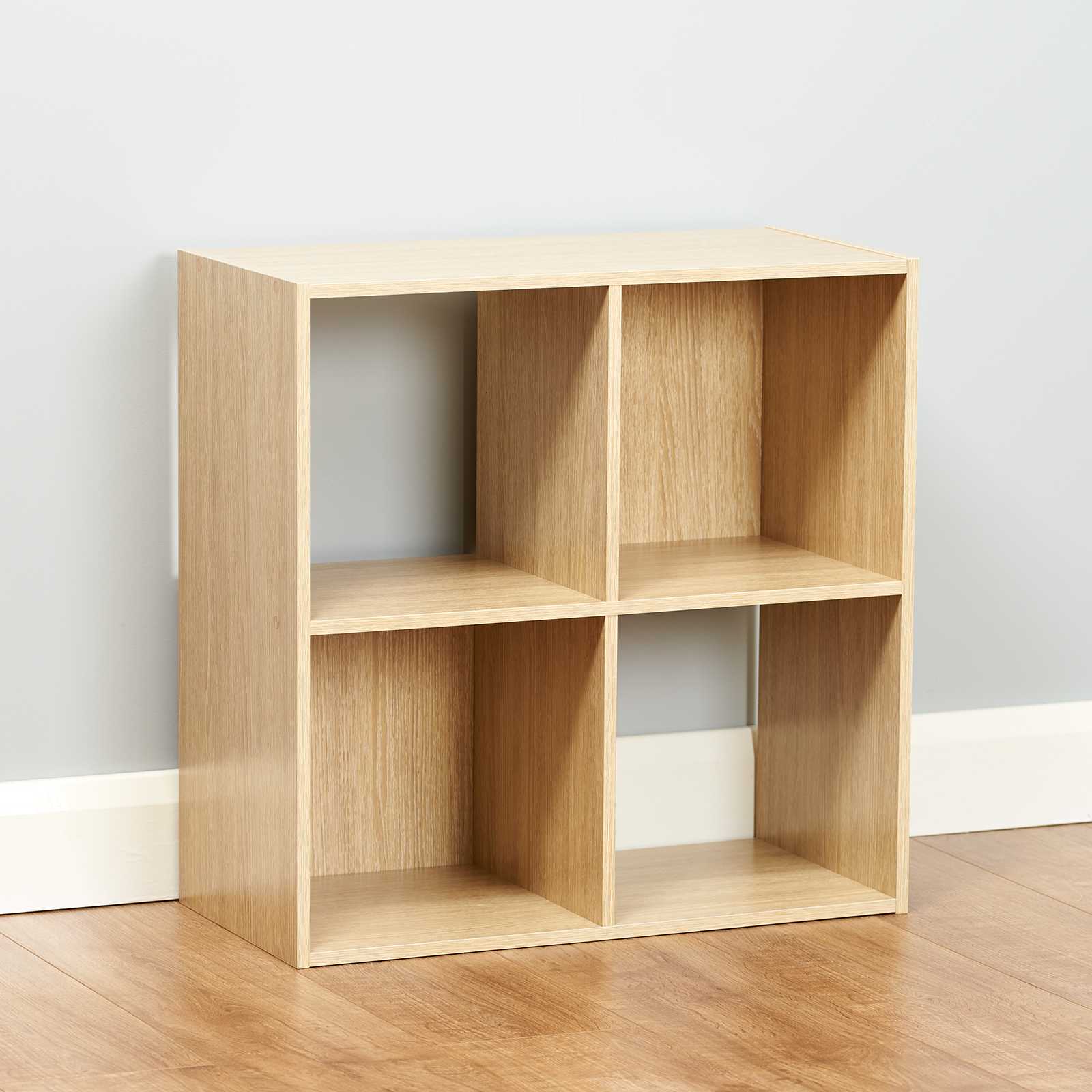 Hartleys Oak 4 Cube Modular Square Storage/Shelving 2 Tier Shelf Unit
