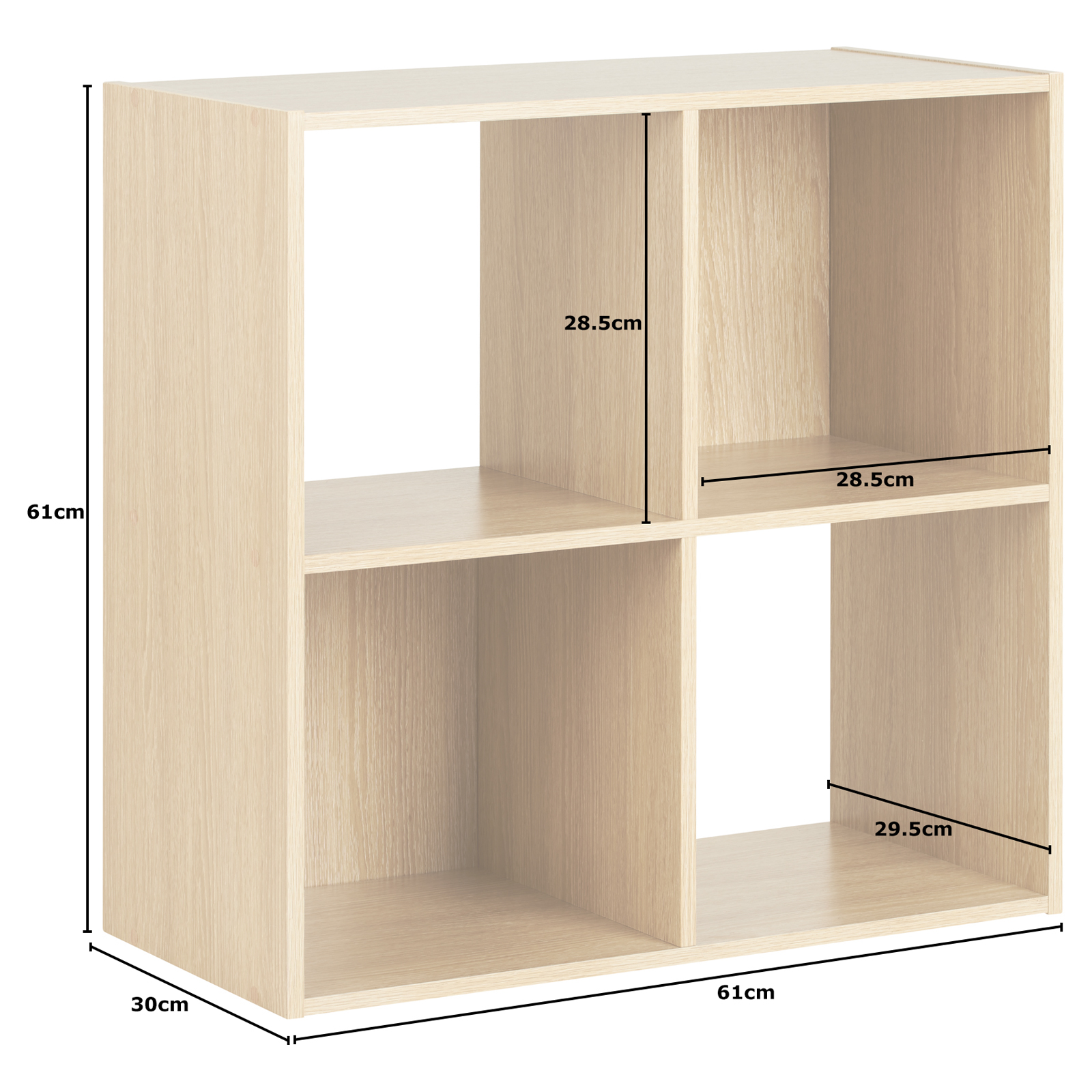 Hartleys Oak 4 Cube Modular Square Storage/Shelving 2 Tier Shelf Unit