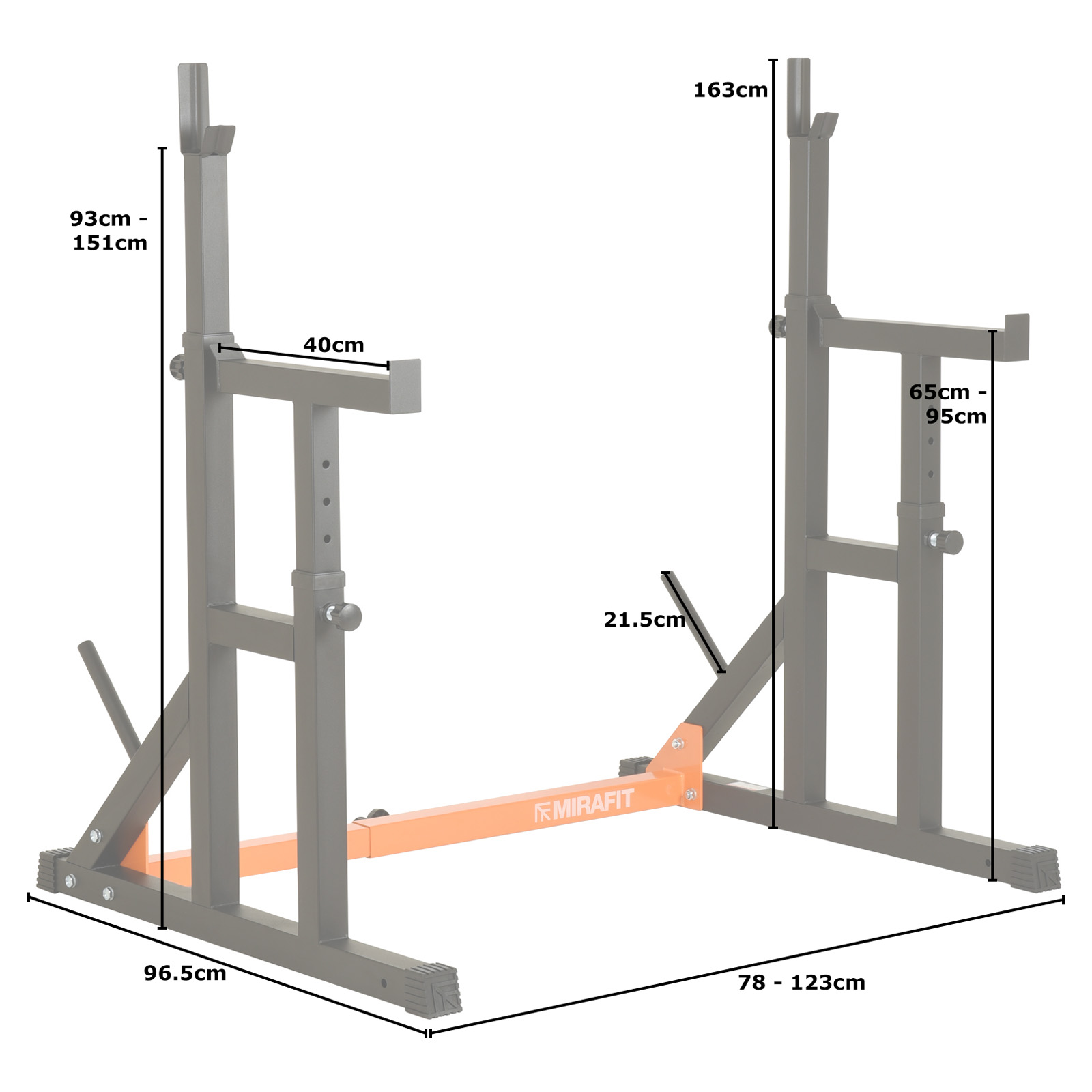 Mirafit Adjustable Squar Tack with Dip Rods and MultiPosition Safety