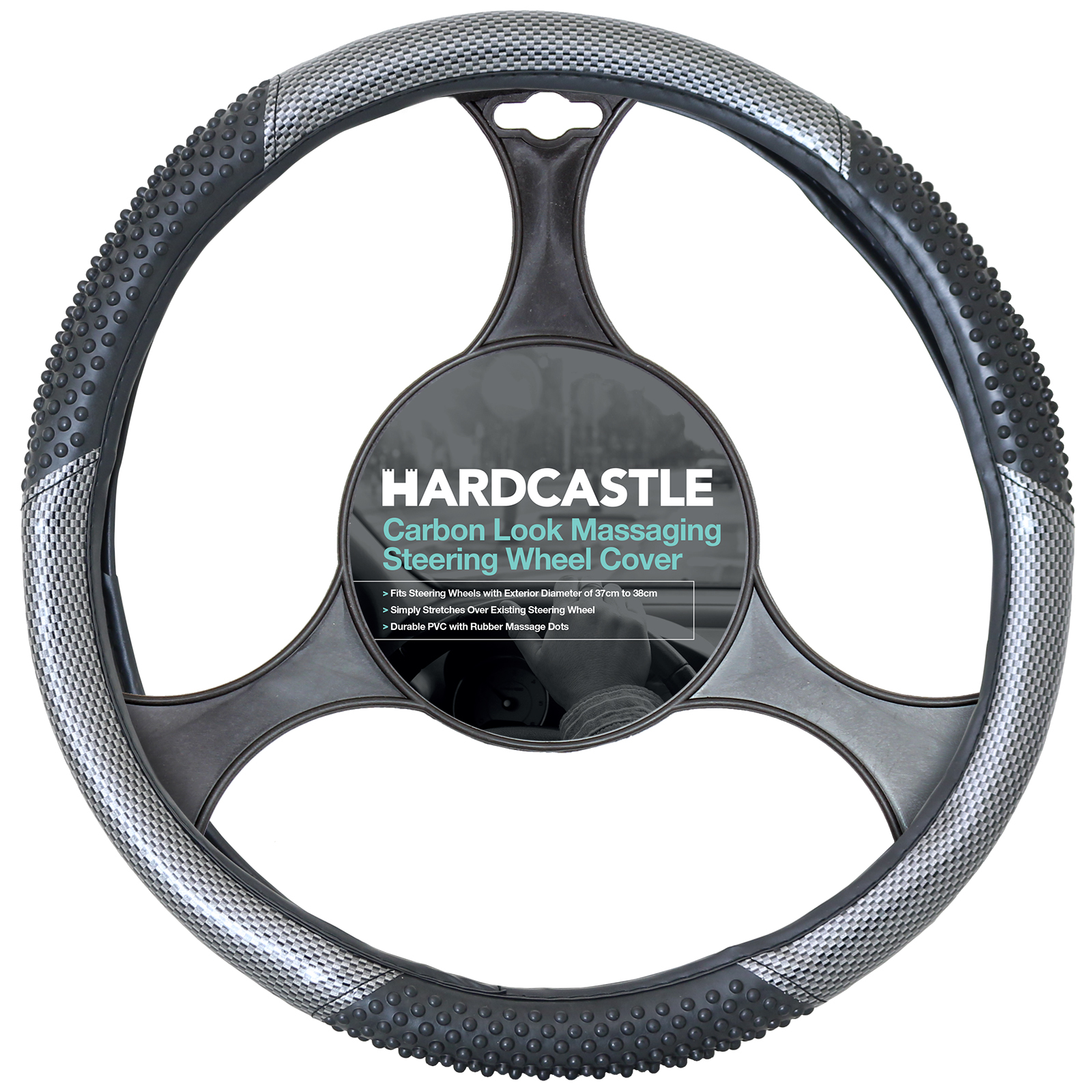 CARBON LOOK MASSAGING CAR STEERING WHEEL COVER/GLOVE COMFORTABLE