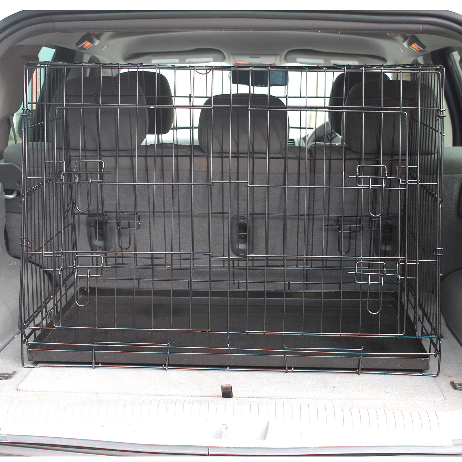 CAR BOOT FOLDING METAL PET CAGE WITH SLOPING SINGLE/TWIN DESIGN DOG