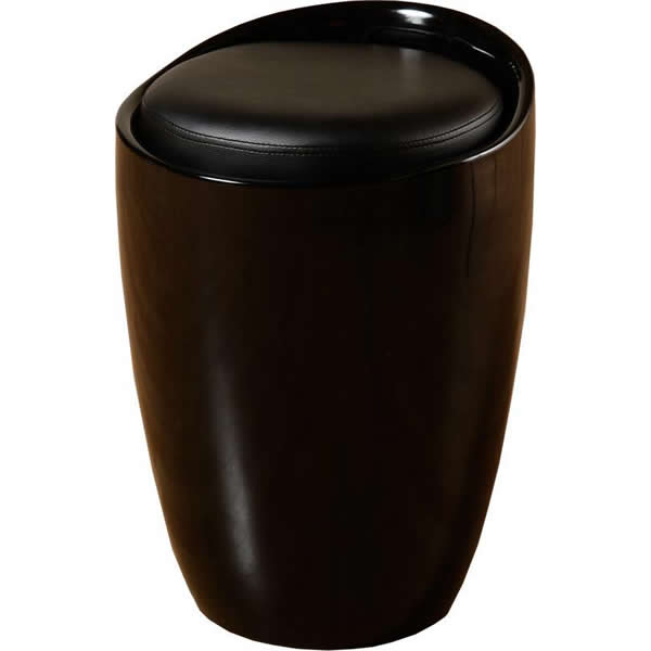 DESIGNER OTTOMAN STOOL GLOSS PLASTIC/FAUX LEATHER SEAT/TUB/CHAIR HIDDEN