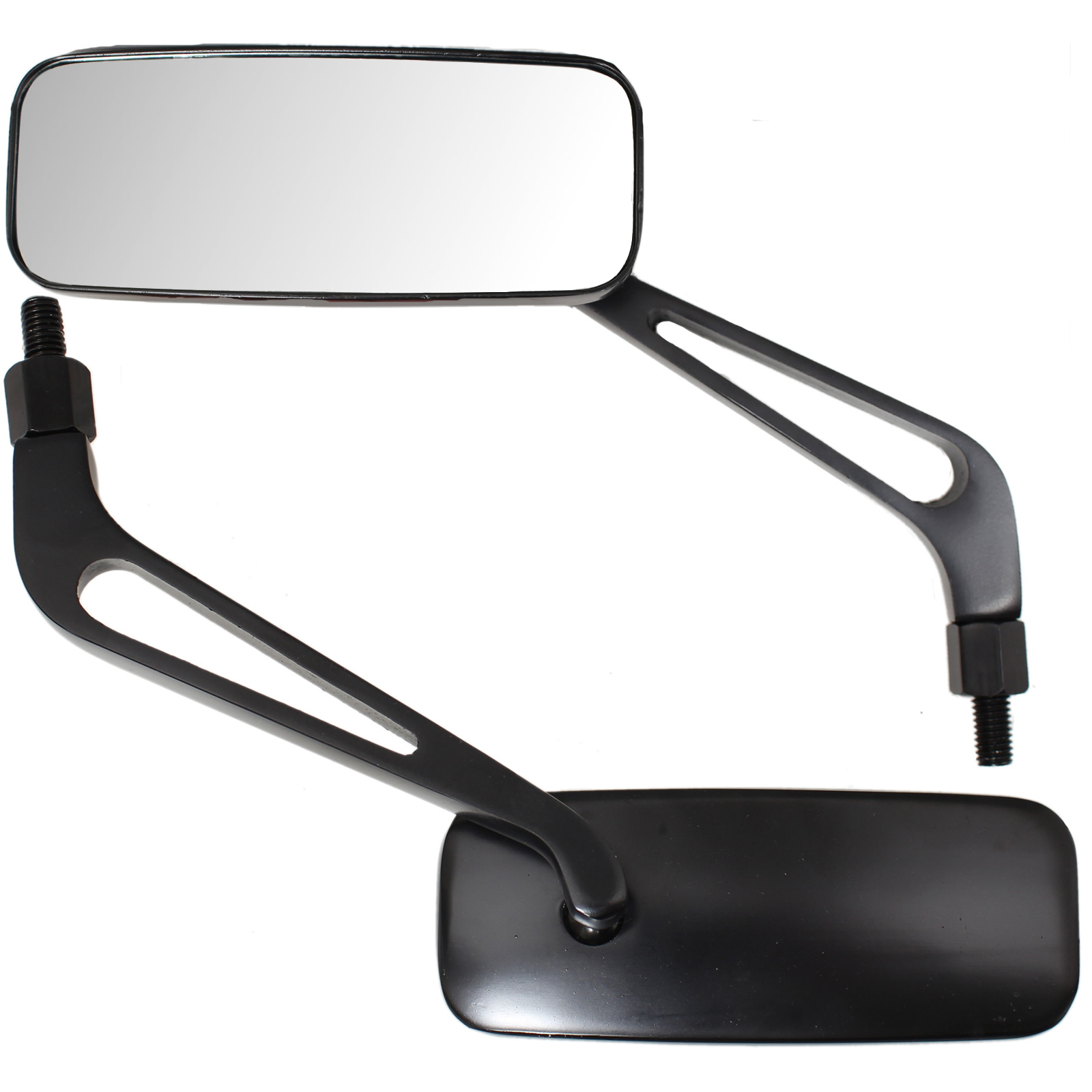 RYDE BLACK 10MM/8MM RECTANGLE UNIVERSAL MOTORCYCLE MIRRORS BIKE ...