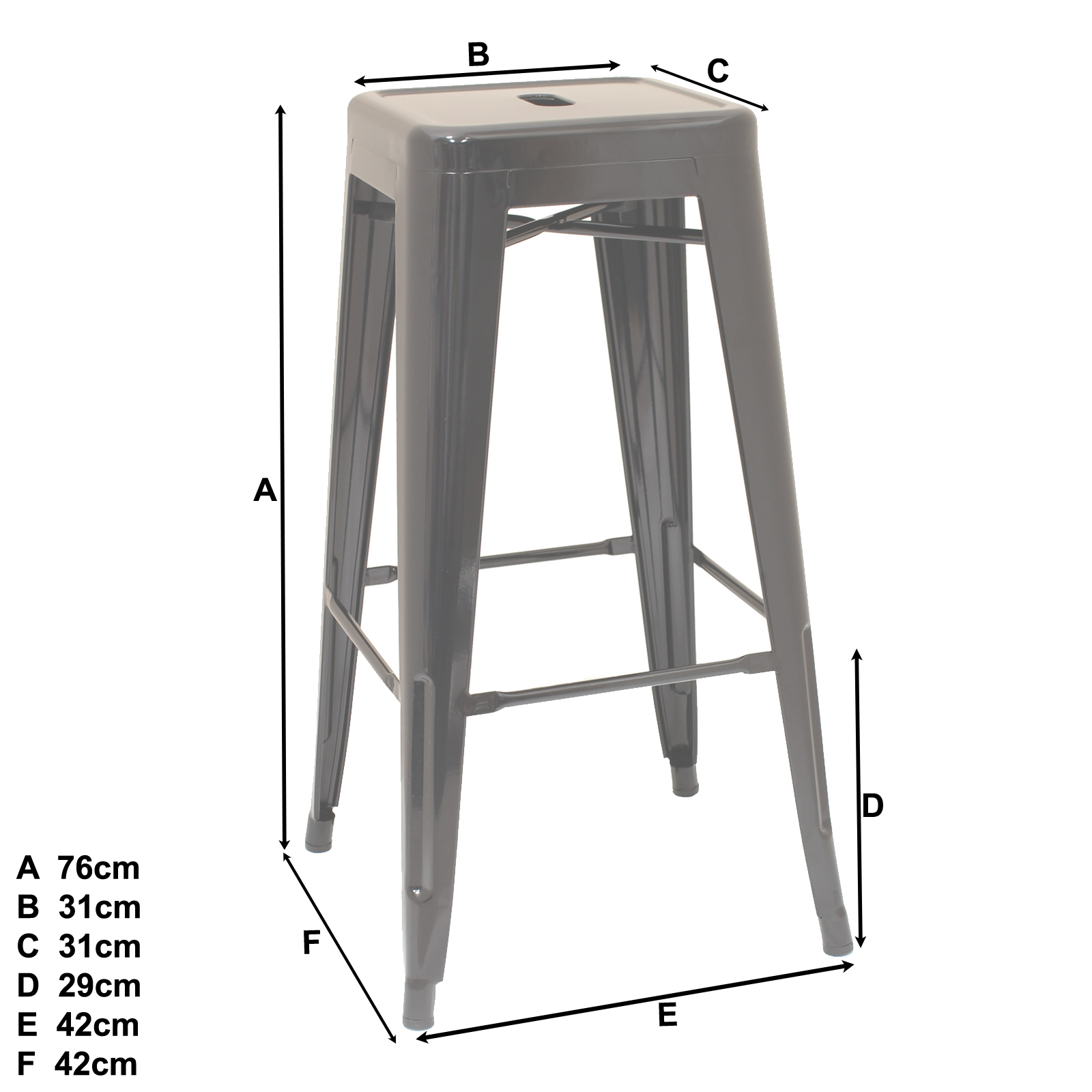 Hartleys Black Metal High Stools Industrial Breakfast Bar/Cafe/Bistro