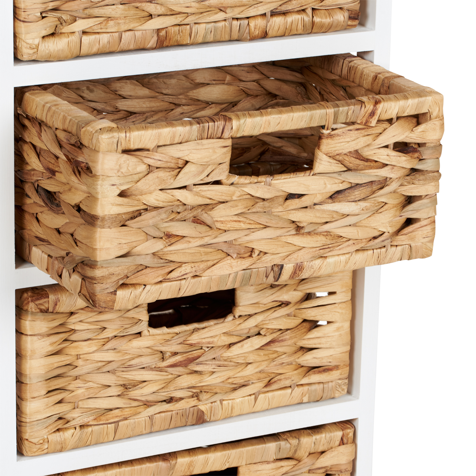 Hartleys Large White 4 Basket Chest Home Storage Unit Bathroom Wicker