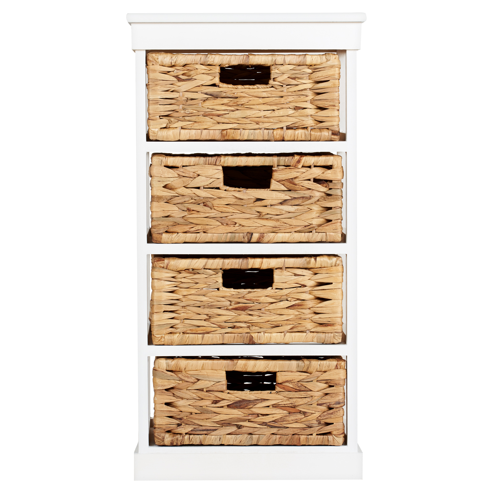 Hartleys Large White 4 Basket Chest Home Storage Unit Bathroom Wicker