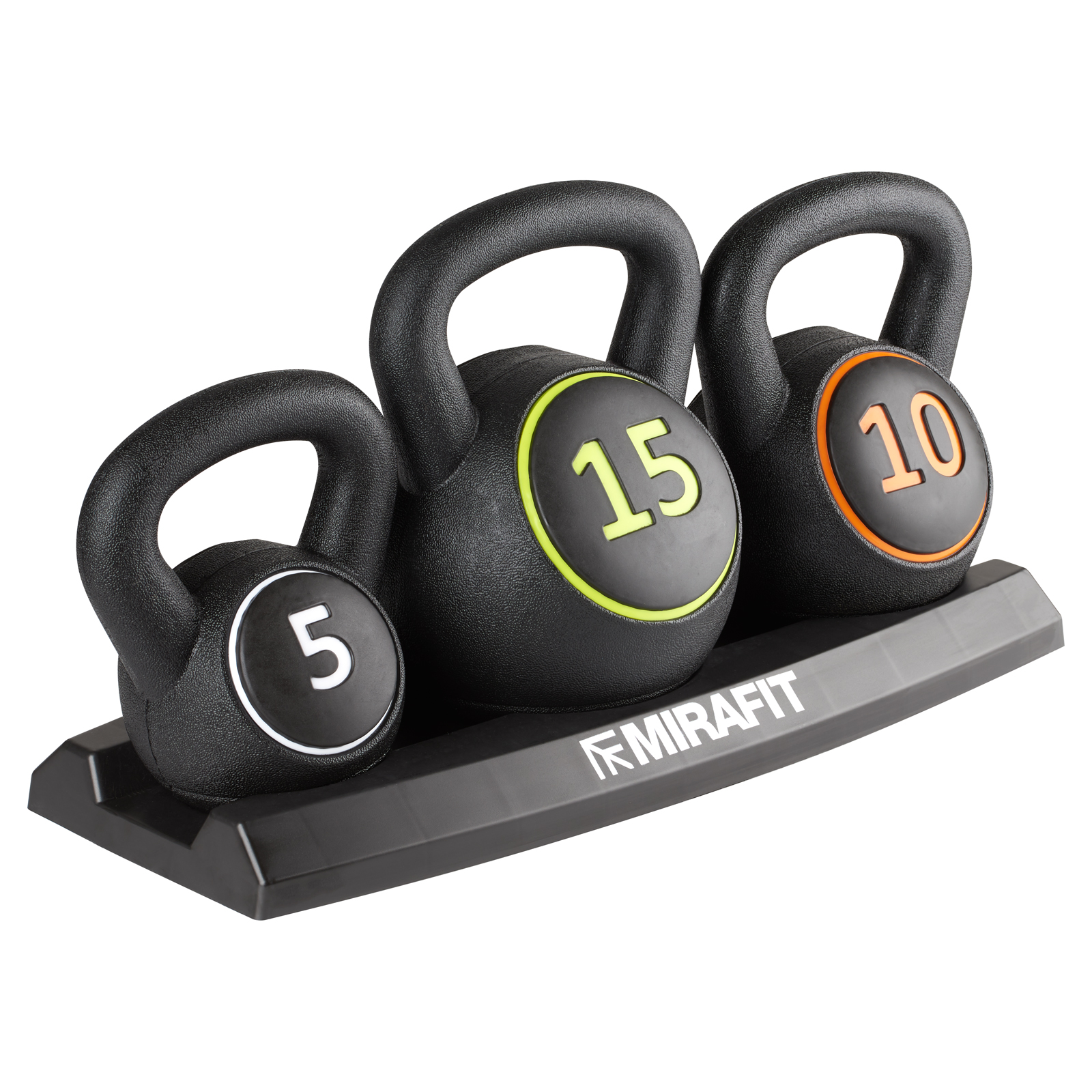 Mirafit 3pc Vinyl Kettlebell Weight Set & Stand Gym Fitness/Strength