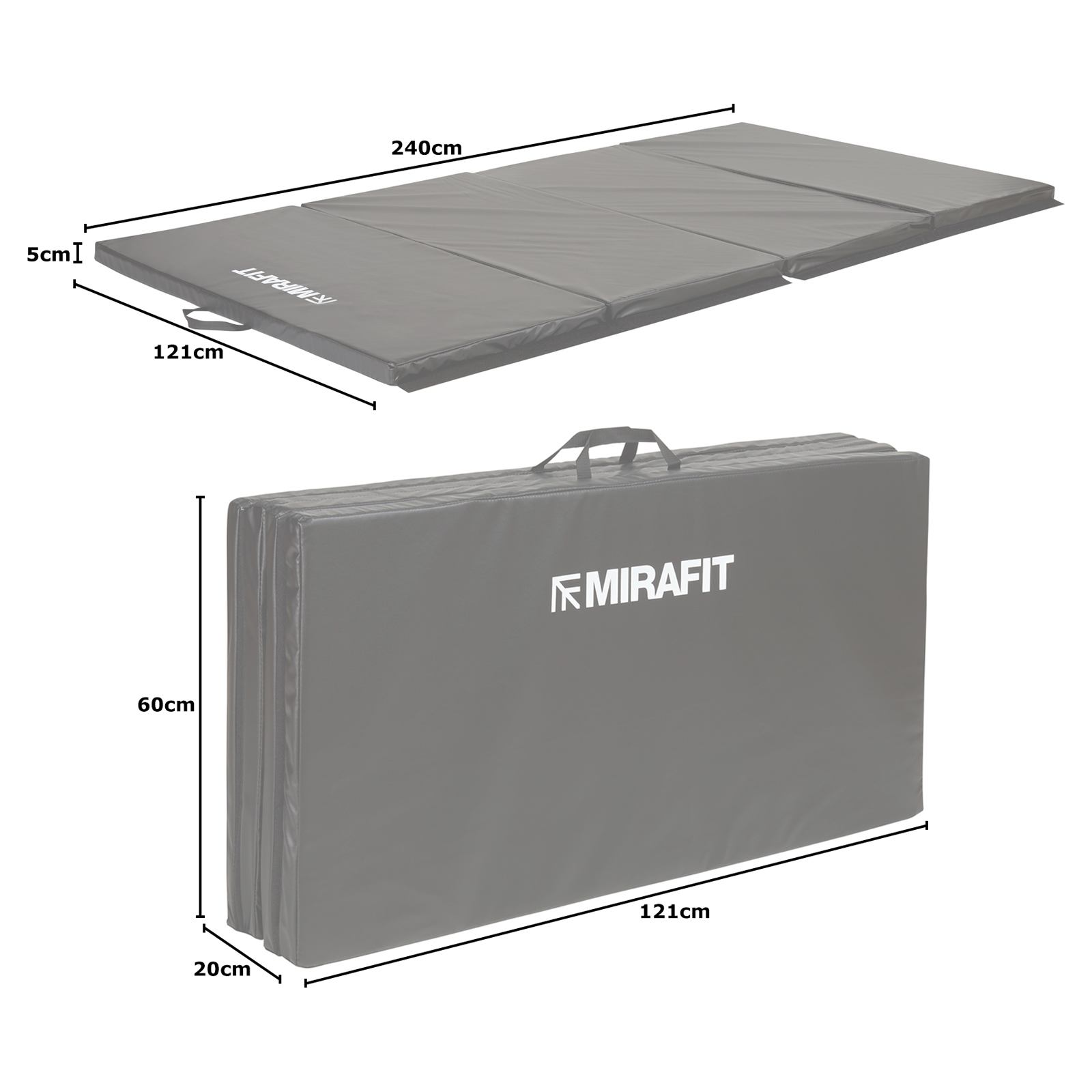 Mirafit Large Black 8ft Folding Exercise Floor Mat Workout
