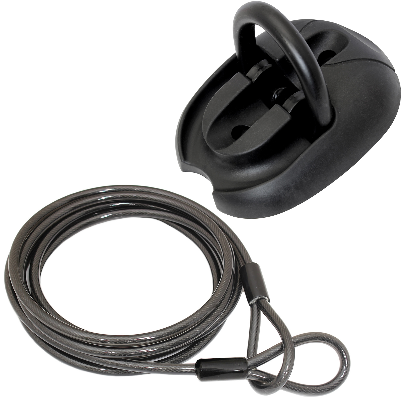 MOTORCYCLE GROUND WALL ANCHOR 4 5M DOUBLE LOOP SCOOTER BIKE LOCK CABLE