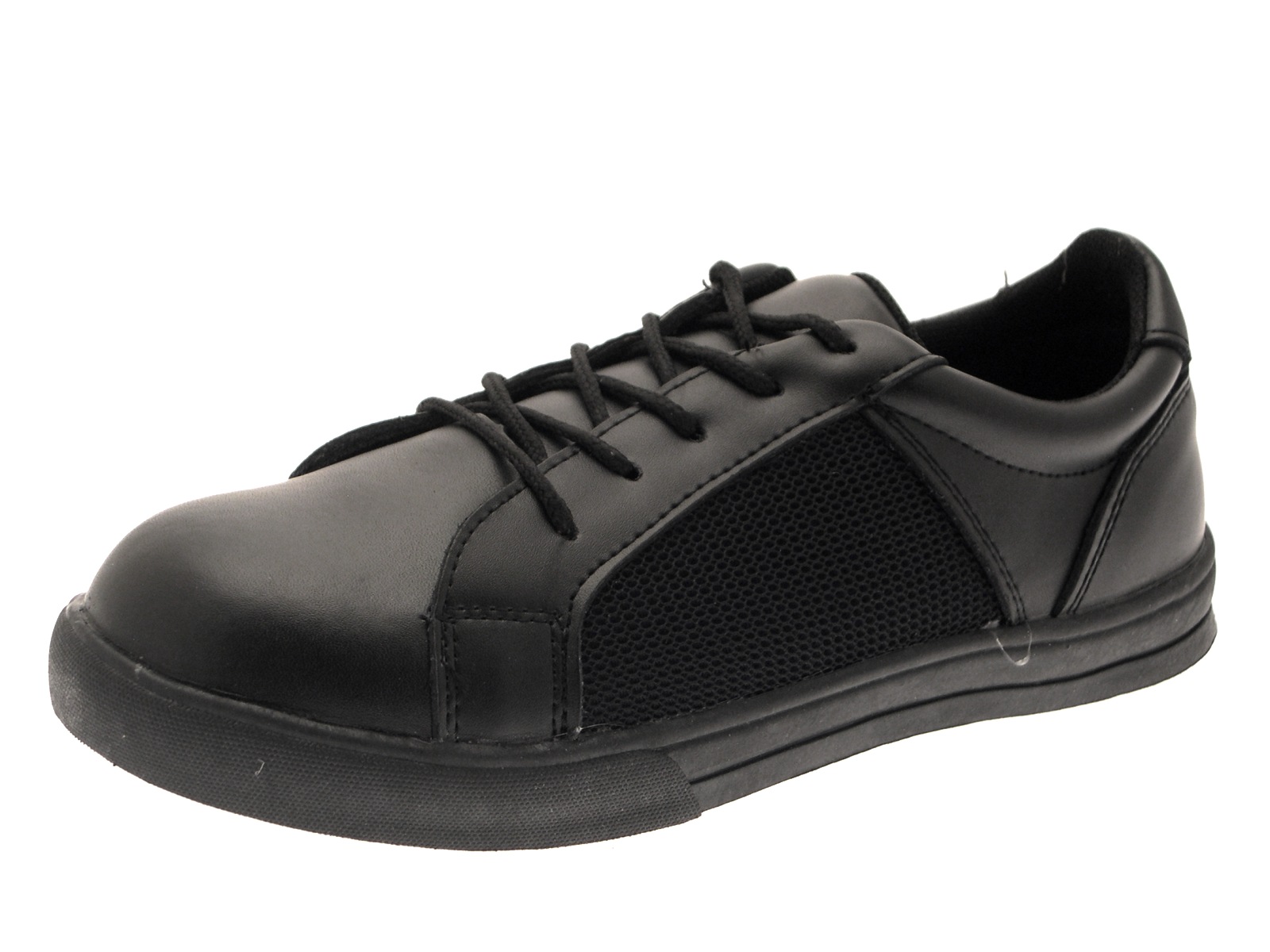 black leather smart trainers