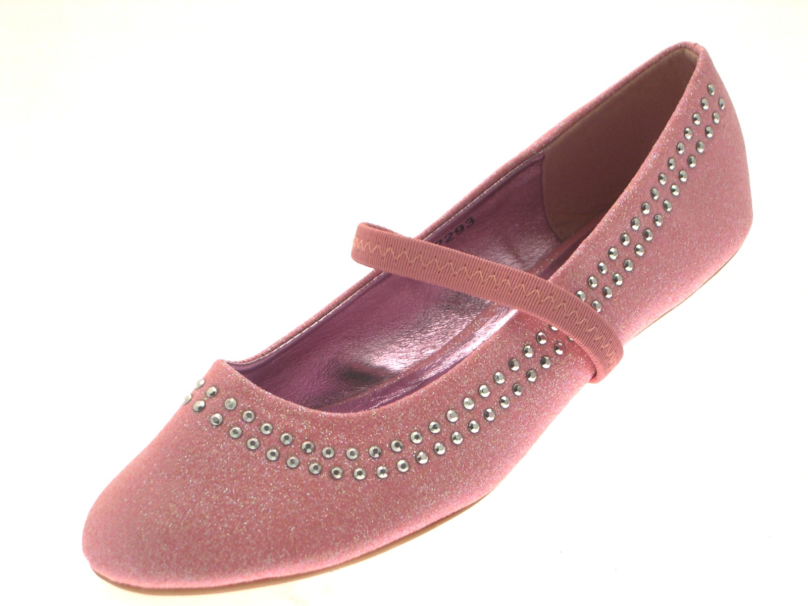Girls Glitter Studded Party Shoes Mary Janes Flat Ballet Pumps Kids Ballerinas 