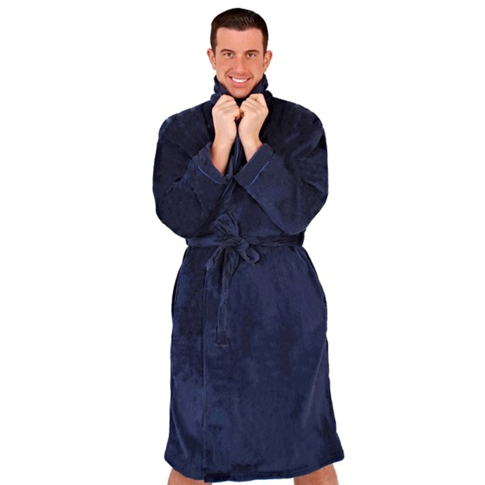 Mens Luxury Dressing Gowns Fleece Bath Robes House Coat Robe + Belt