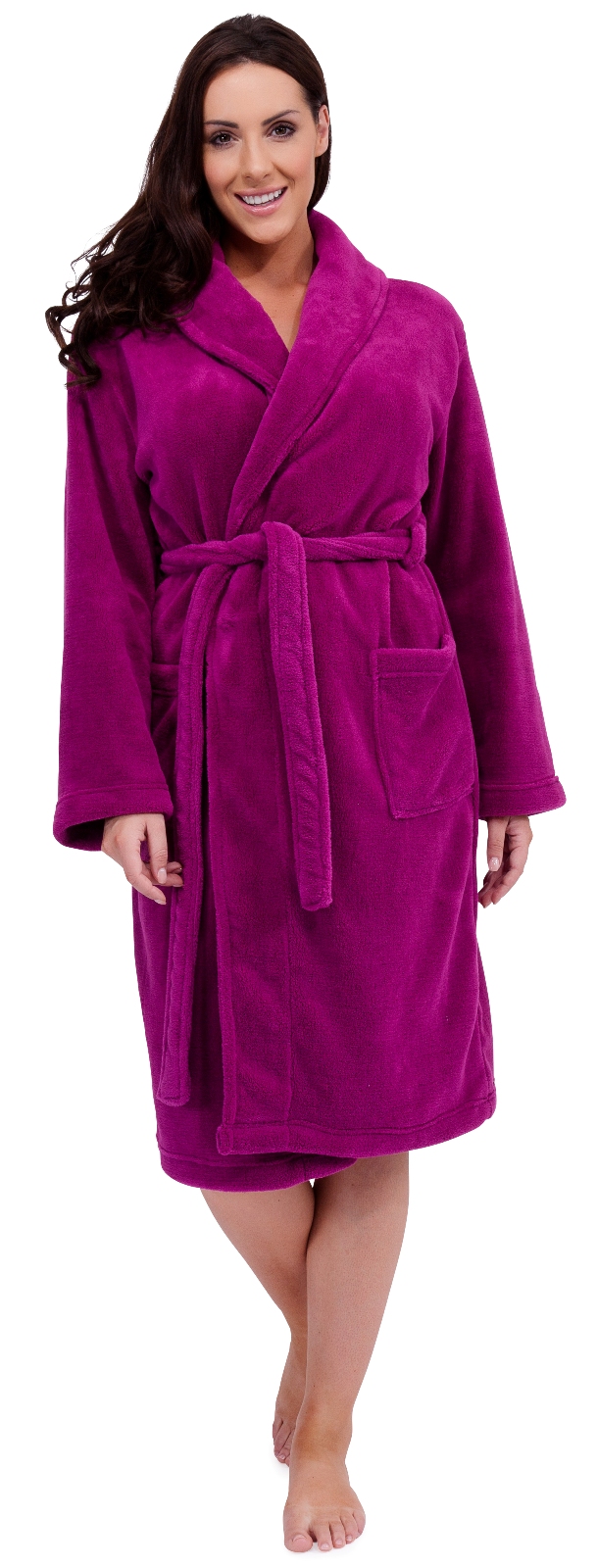 Ladies Long Luxury Coral Fleece Dressing Gowns Bath Robes Womens Size ...