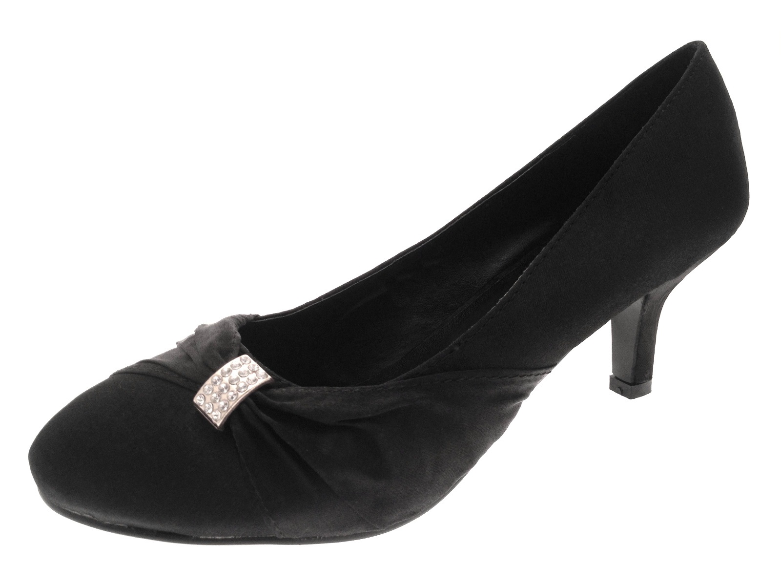 Womens Low Heel Satin Diamante Wedding Heels Bridal Shoes Las Womens Low Heel Satin Diamante Wedding Heels Bridal