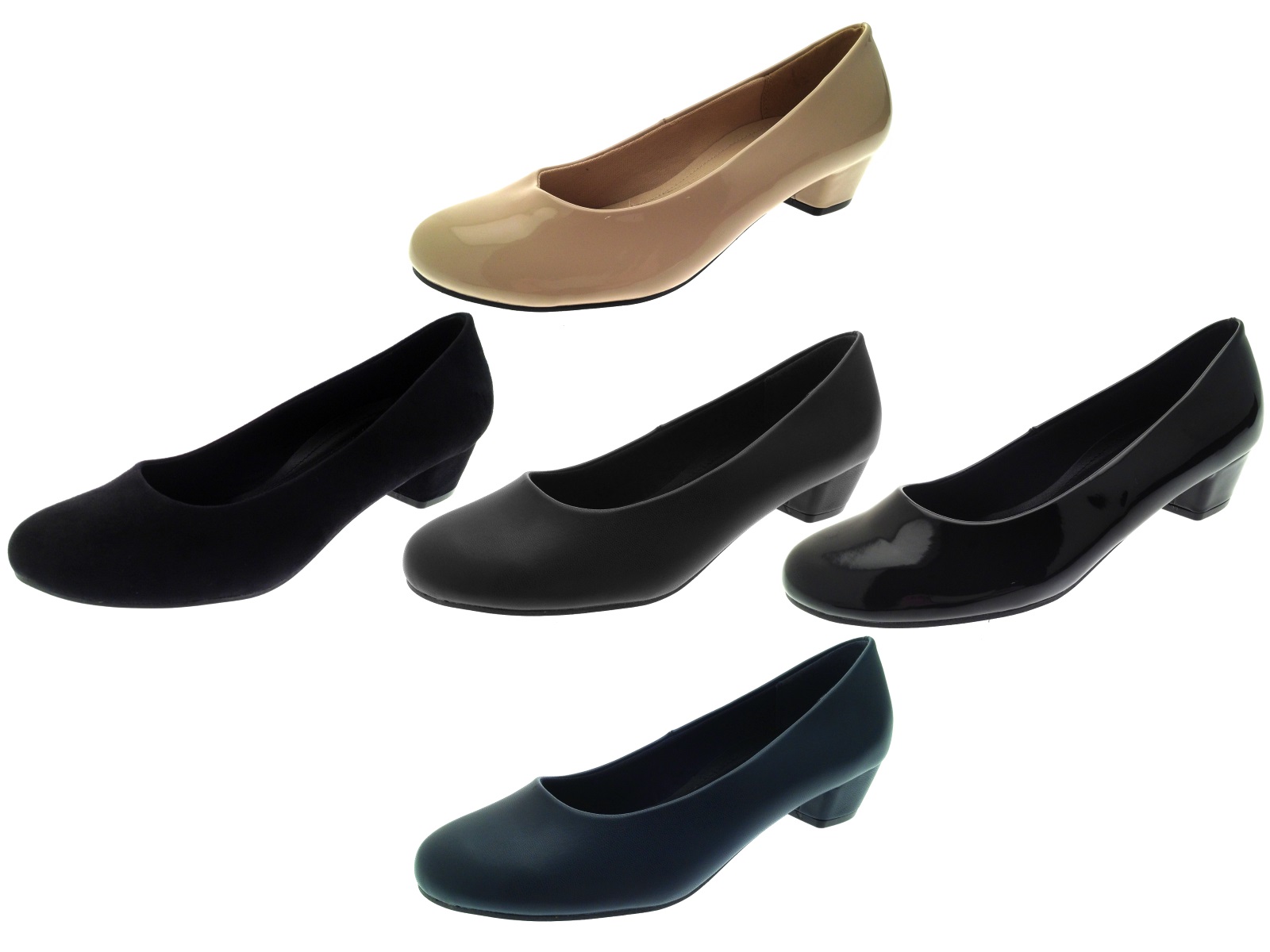 Womens Low Block Heels Comfort Work Office Loafers Smart Court