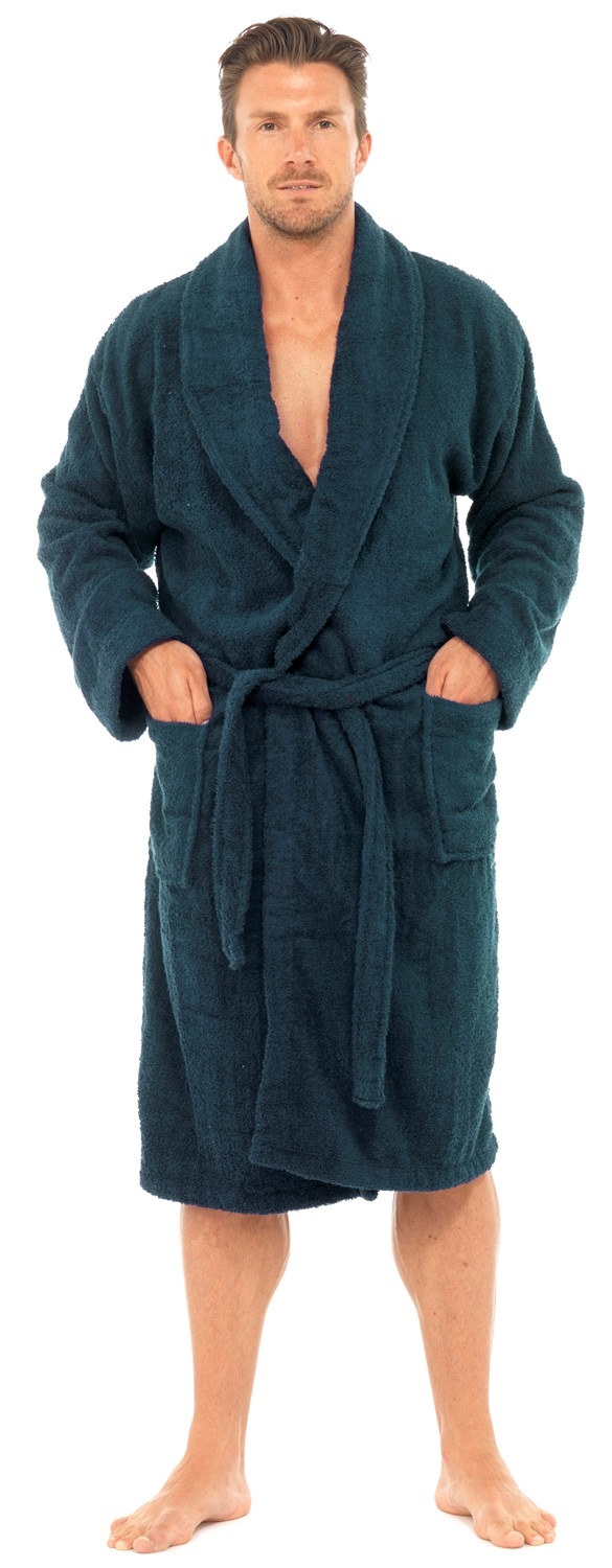 Mens Pure 100% Cotton Luxury Towelling Bath Robes Dressing Gowns Size UK M - XL - Picture 9 of 51