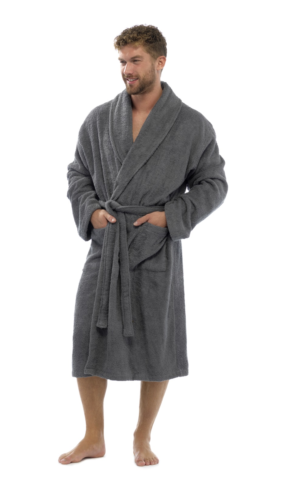 Mens Pure 100% Cotton Luxury Towelling Bath Robes Dressing Gowns Size UK M - XL - Picture 10 of 51