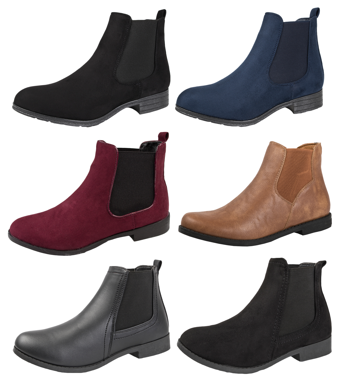 Womens Faux Leather Suede Flat Low Gusset Chelsea Ankle Boots Winter Shoes Size Womens Faux Leather Suede Flat Low Gusset Chelsea Ankle Boots Winter Shoes Size