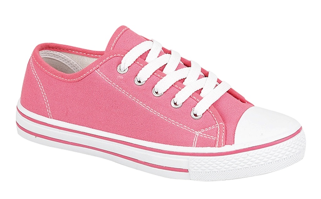 ladies pink canvas pumps