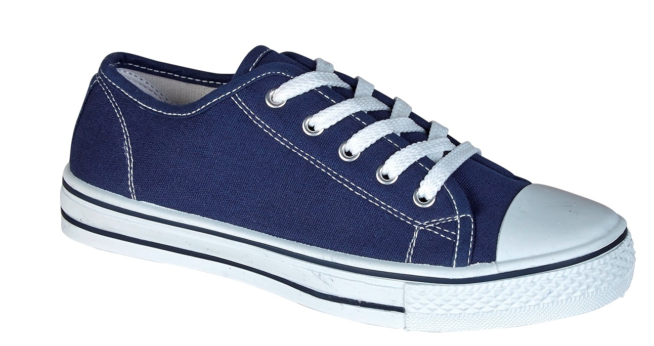 blue canvas trainers