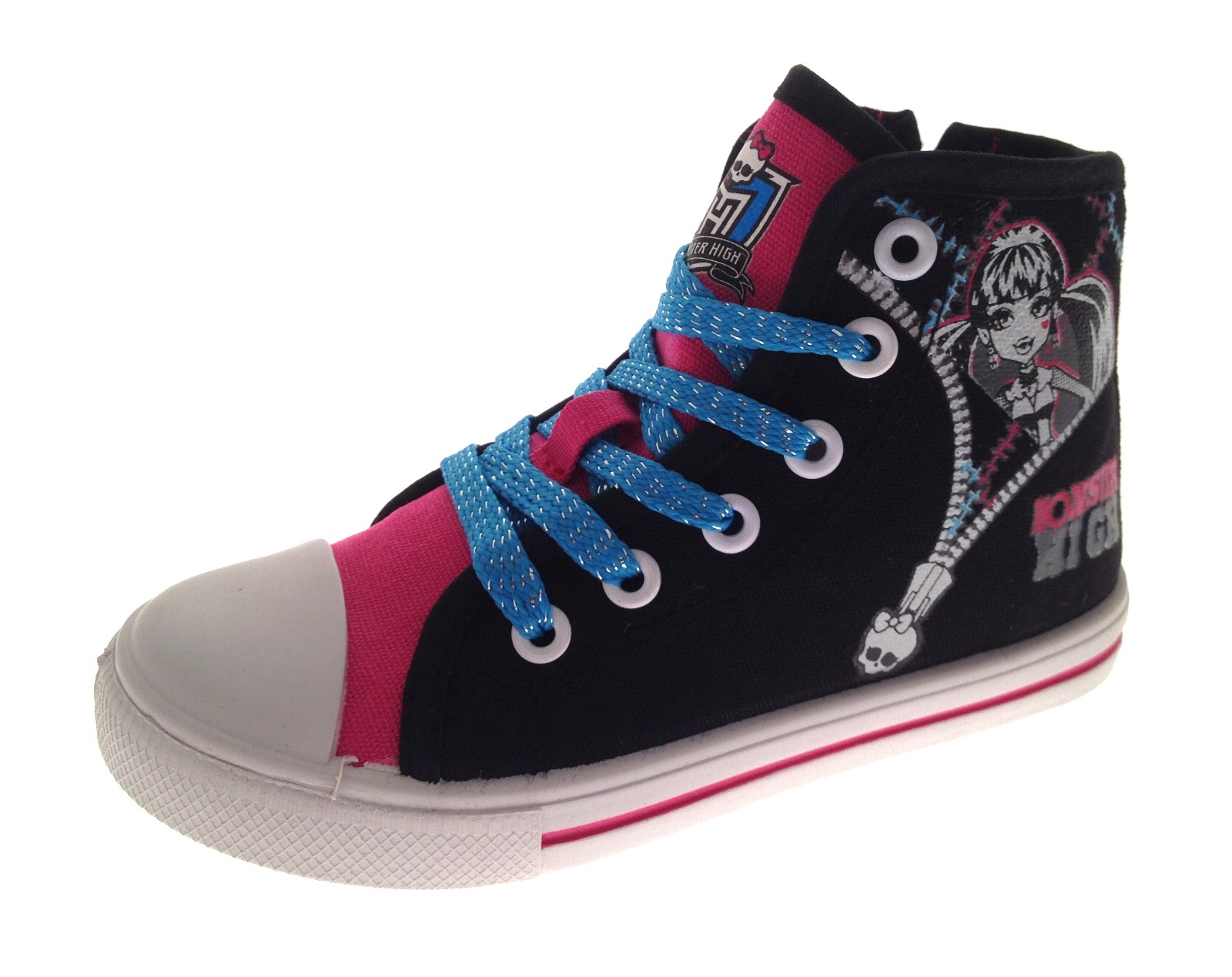 Kids Girls Monster High Canvas Pumps Lace Up Hi Tops Boots Trainers ...