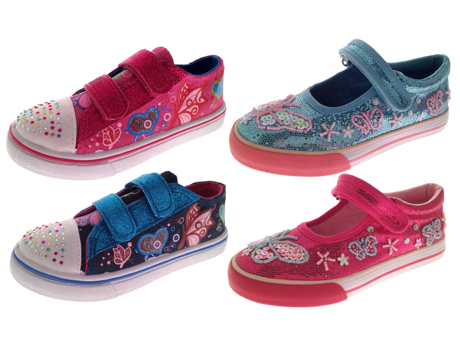 Kids Girls Glitter Pumps Sequin Shoes Canvas Pumps Skate Trainers Size ...