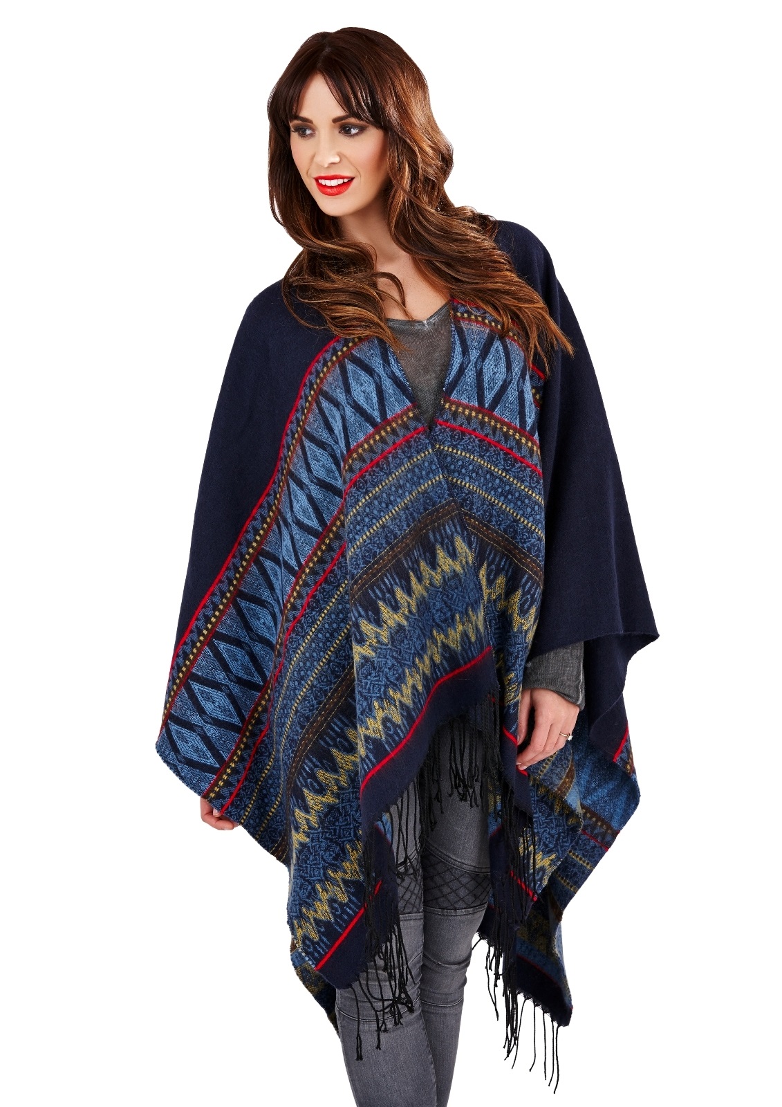 Womens Warm Winter Poncho Wrap Knitted Shawl Throw Cape Scarf Ladies ...