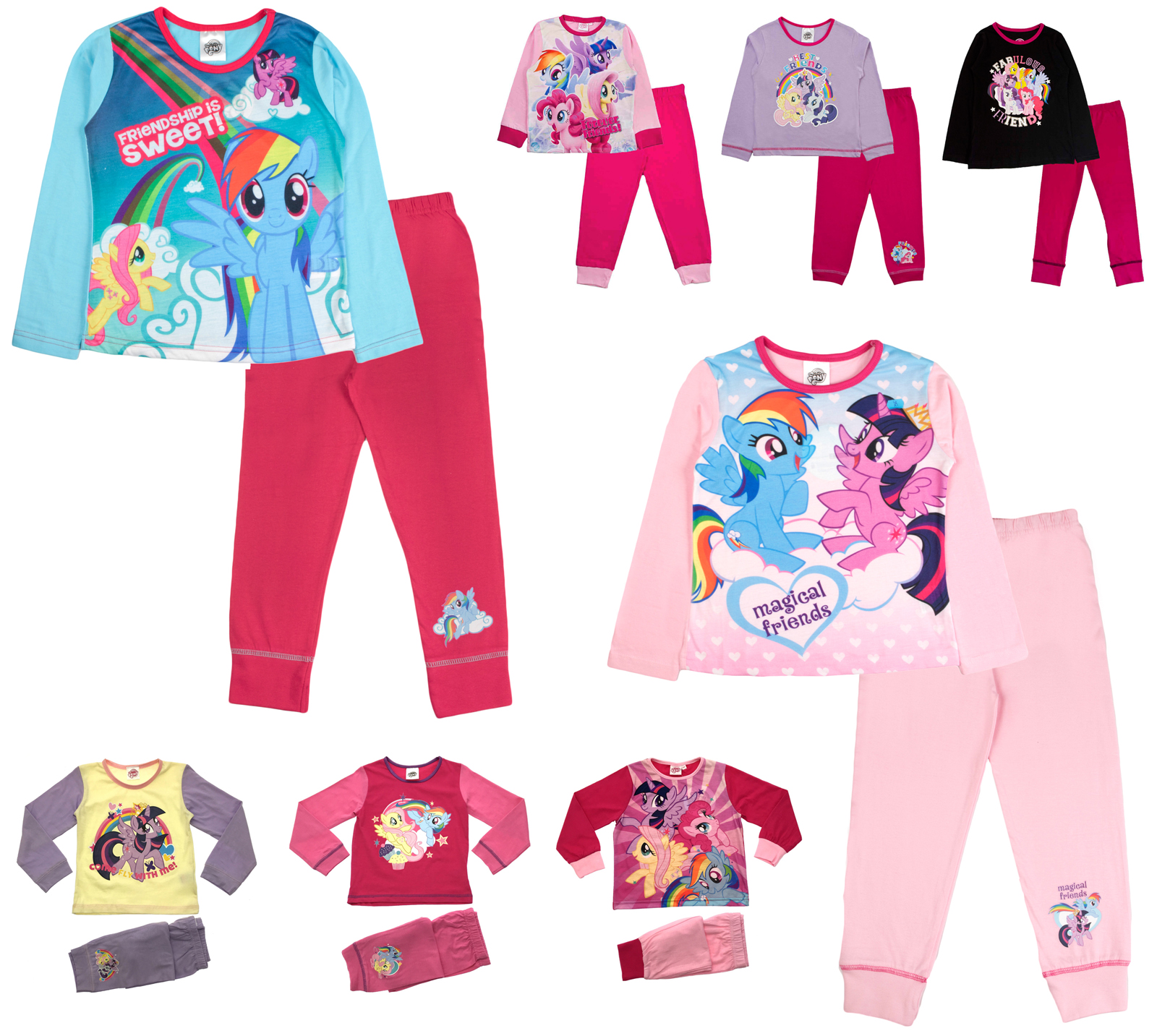 Kids Girls Pyjamas My Little Pony Long 2 Piece Long Pj's Set MLP ...