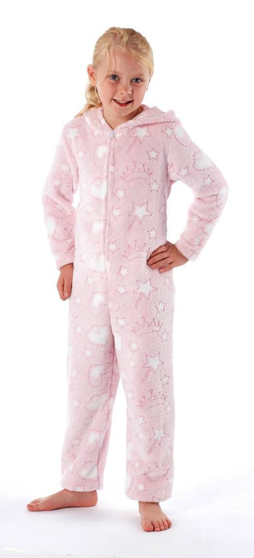 Luxury Girls Novelty Hooded Onesie Fleece Pyjamas Kids Pjs Size UK 3 ...