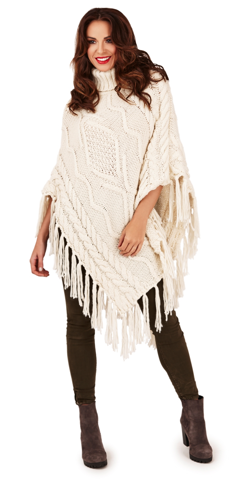 Womens Warm Winter Luxury Poncho Wrap Knitted Shawl Throw Cape Ladies ...