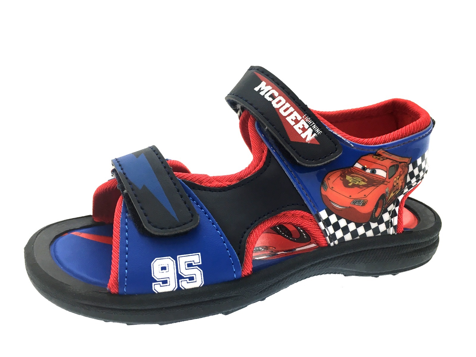 Boys Lightning McQueen From Cars Flat Sandals With Fully Adjustable ...