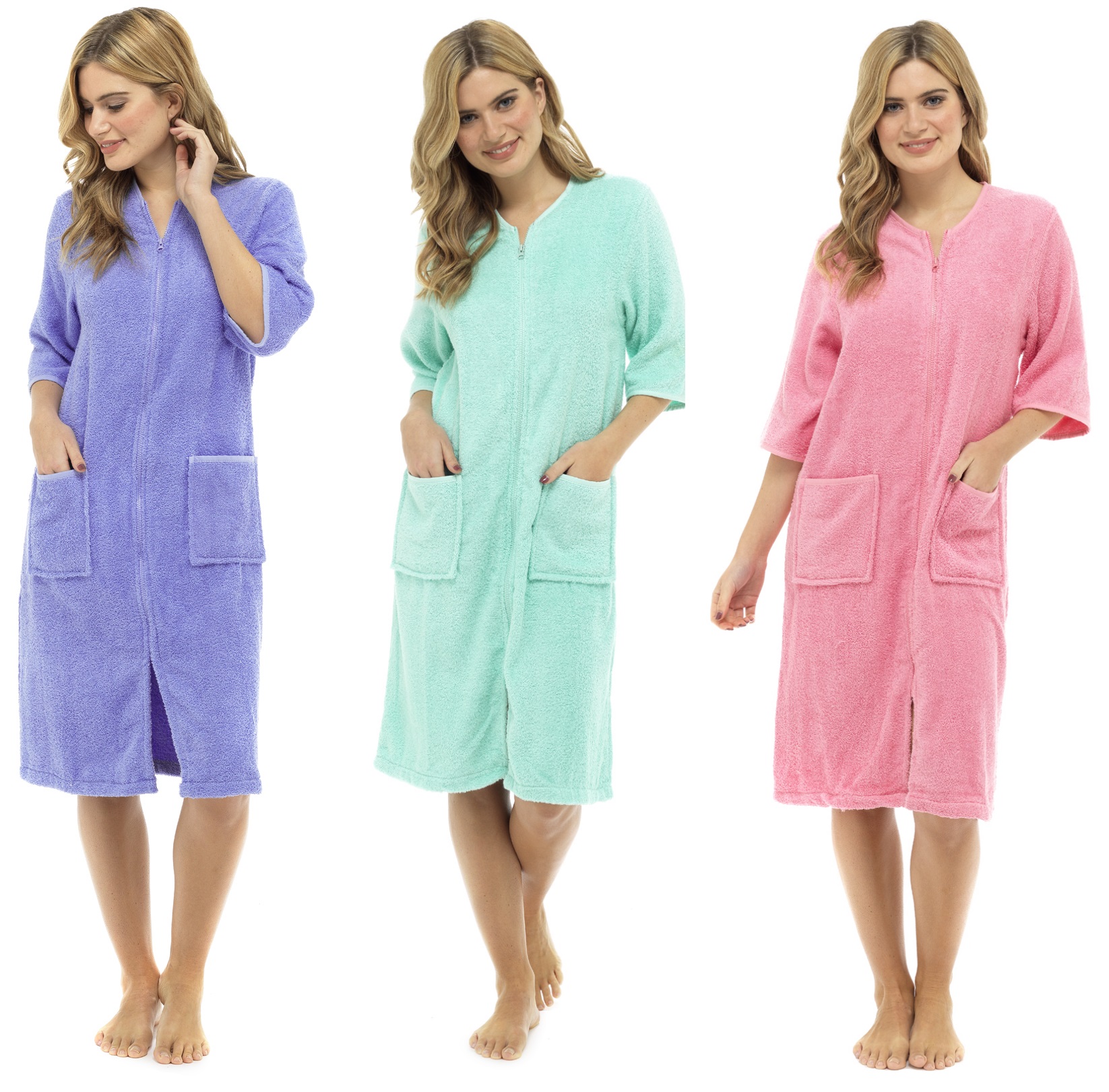 Zip up cotton dressing gown Clearance