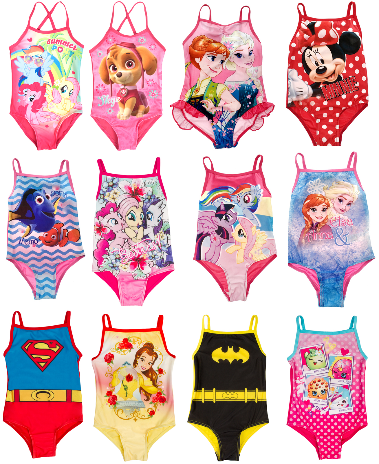 Girls Disney Character Swimming Costume Swim Suit Beach Summer Swimwear