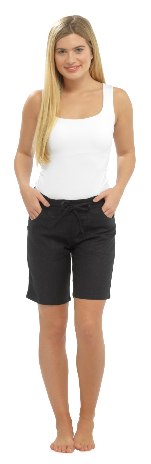 womens linen shorts elastic waist