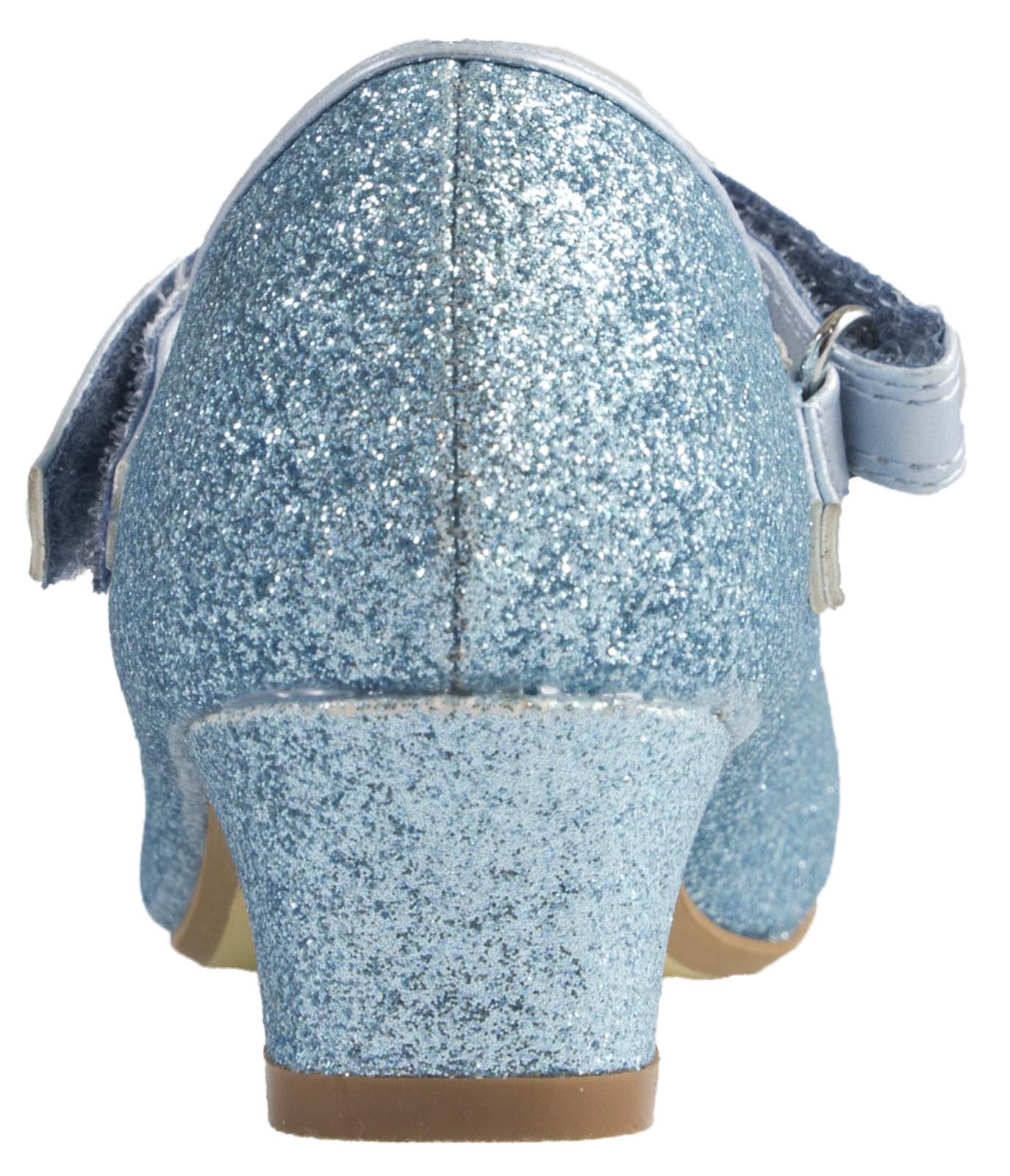 Kids Girls Disney Frozen Dress Up Shoes Glitter Princess Low Heels