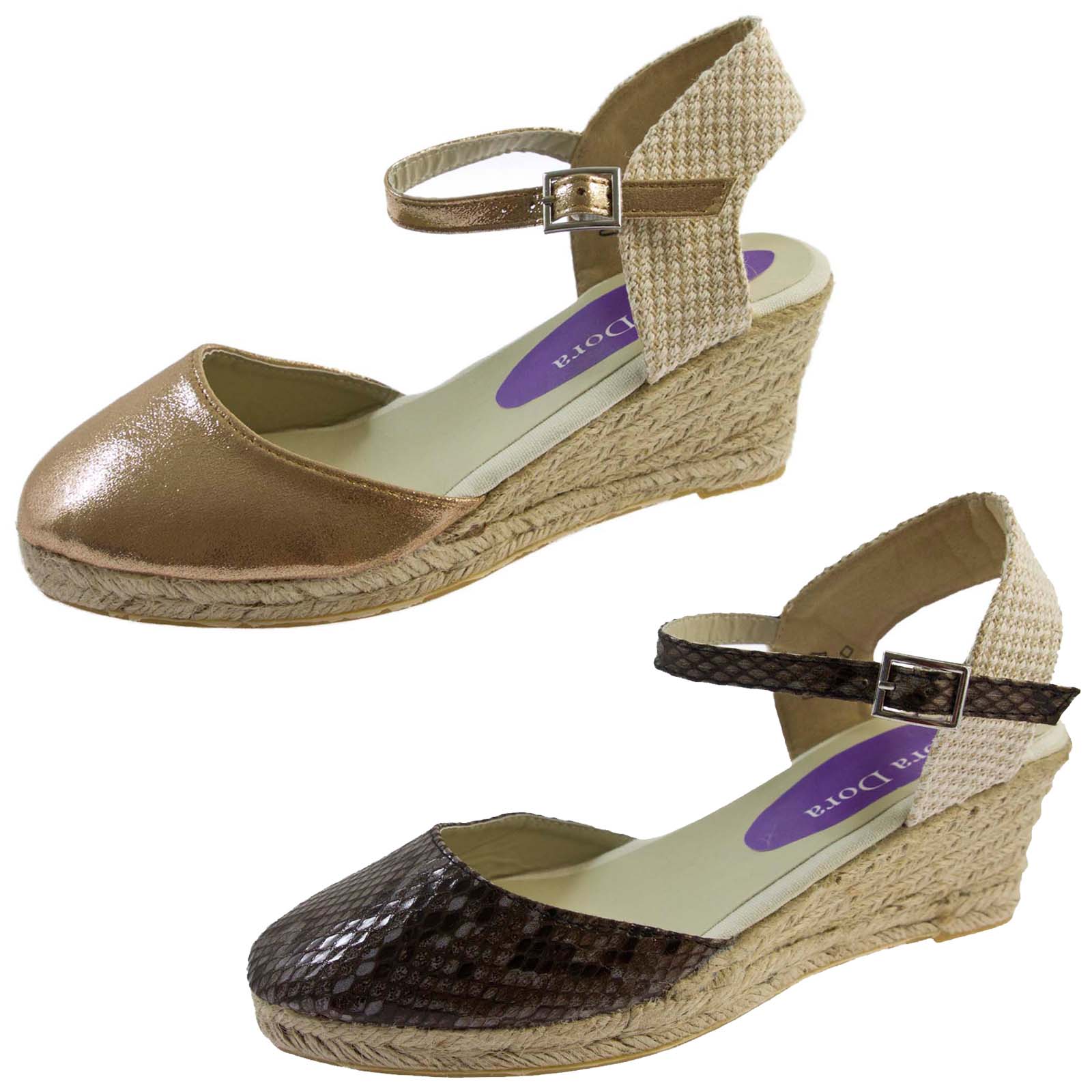 Women/'s Ladies Lace Up Fringe Beaded Hessian High Wedge Open Toe Sandals Size 4