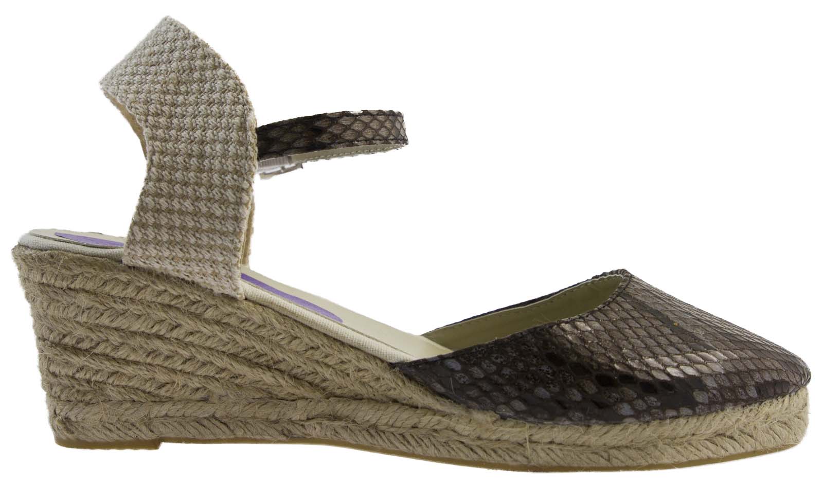 Womens Strappy Hessian Wedge Sandals Platforms Full Toe Ladies Summer Shoes Size