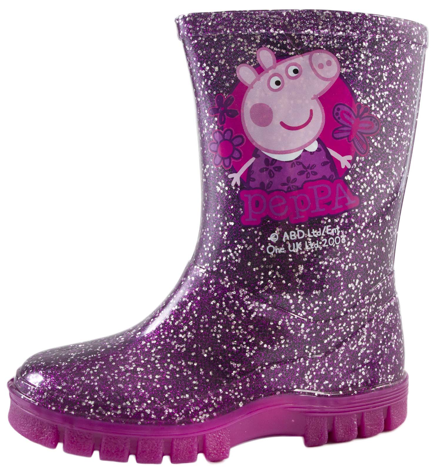 Girls Pink Peppa Pig Wellington Boots Kids Glitter Snow Wellies Size UK ...