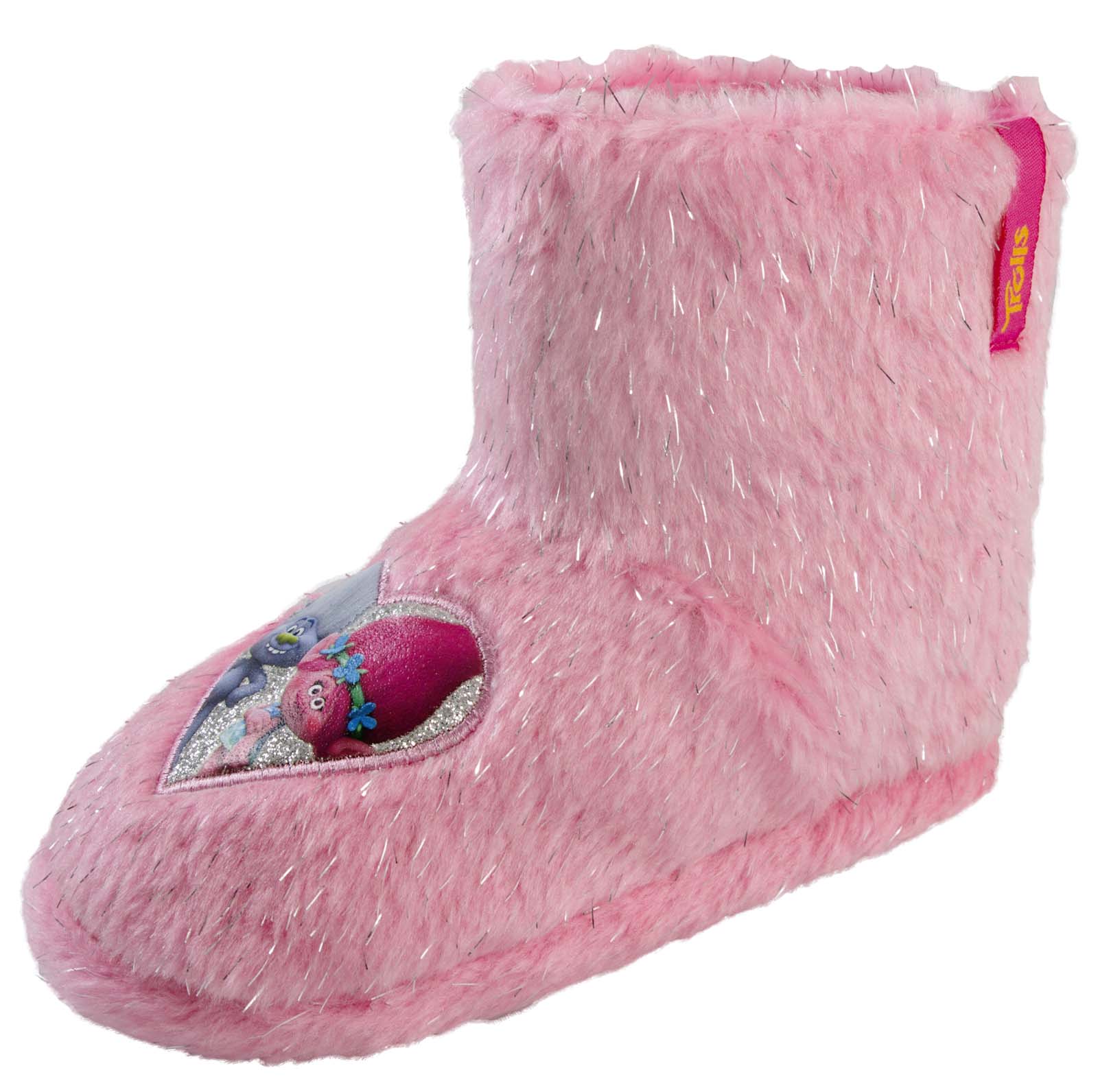 girls trolls pink princess poppy slippers booties glitter mules kids