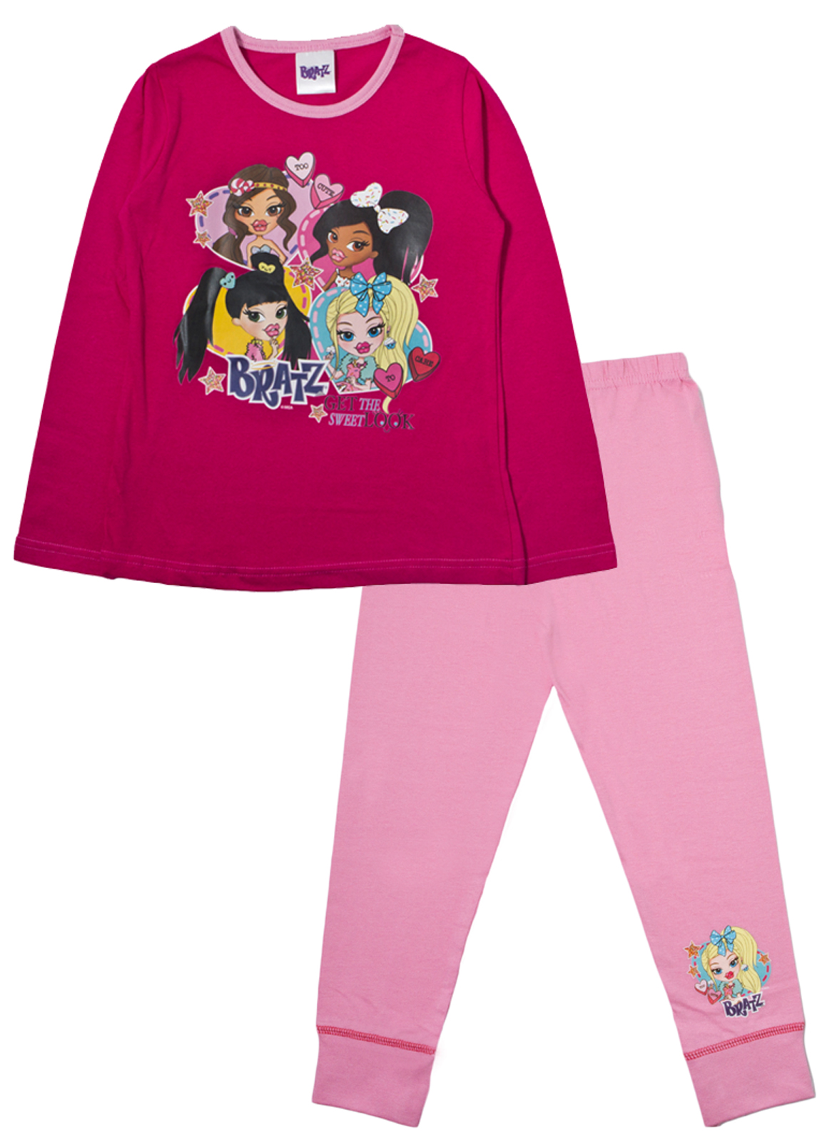 Girls Bratz Pyjamas Full Length Pink Pjs 100% Cotton 2 Piece Pj Set ...