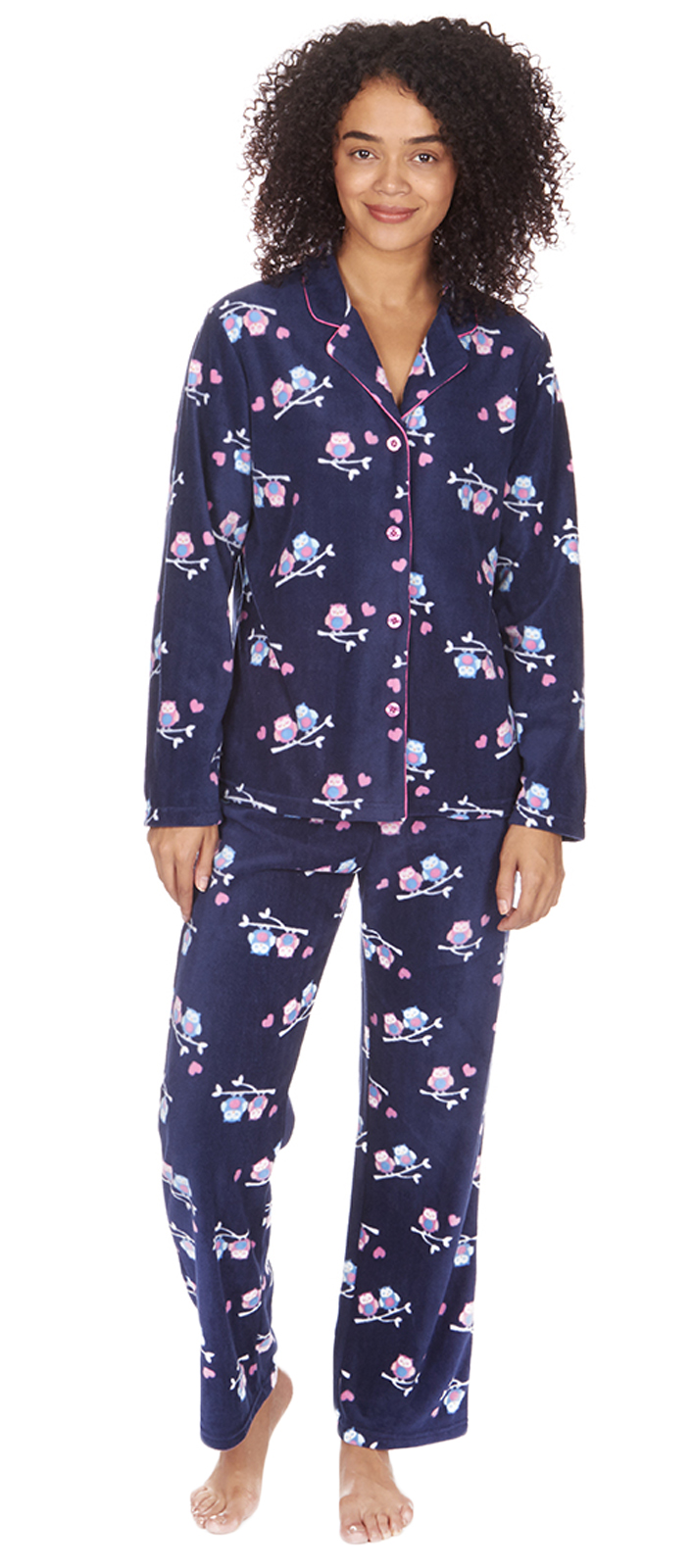 Luxury Womens Fleece Pyjamas Full Length Warm Winter Traditional Button