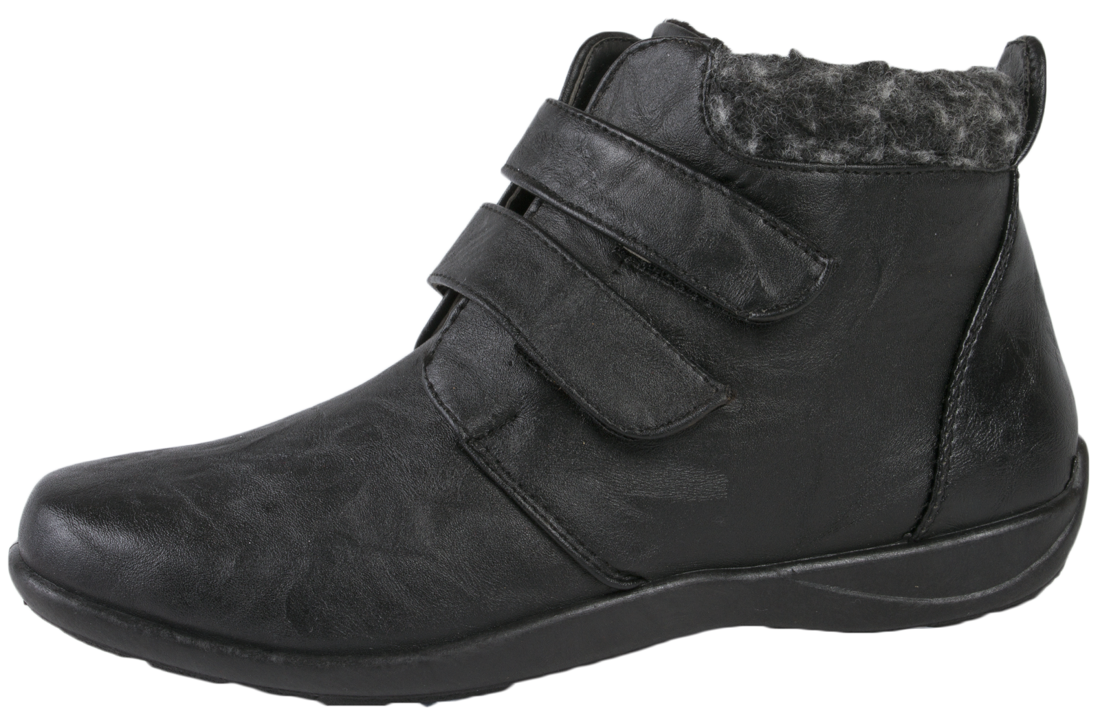 Womens Fleece Lined Ankle Boots Flat Faux Leather Comfort