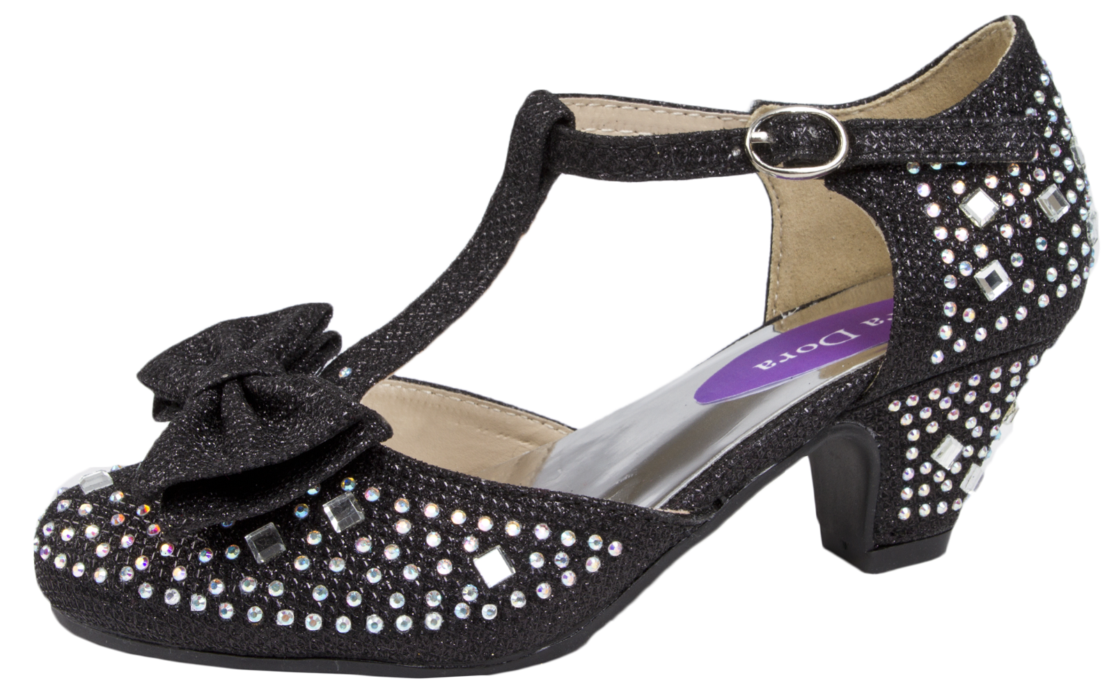 Kids Girls Mary Jane Party Shoes Diamante Glitter