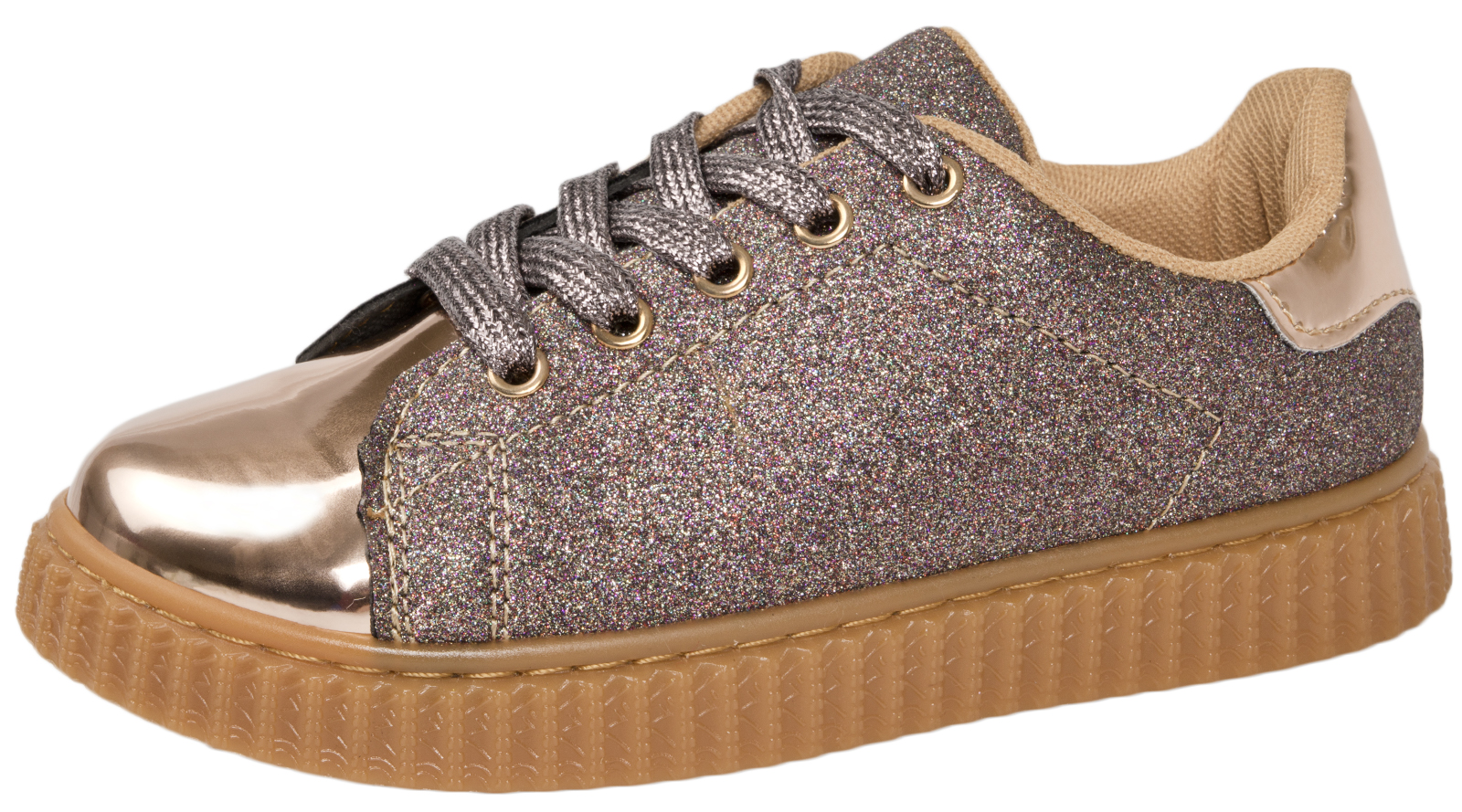 Girls Glitter Trainer Metallic Skate Pumps Party Summer Sports Shoes Kids Size
