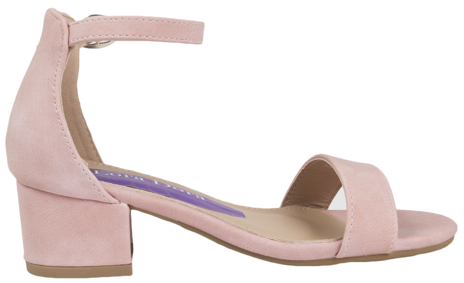 pink low block heel shoes